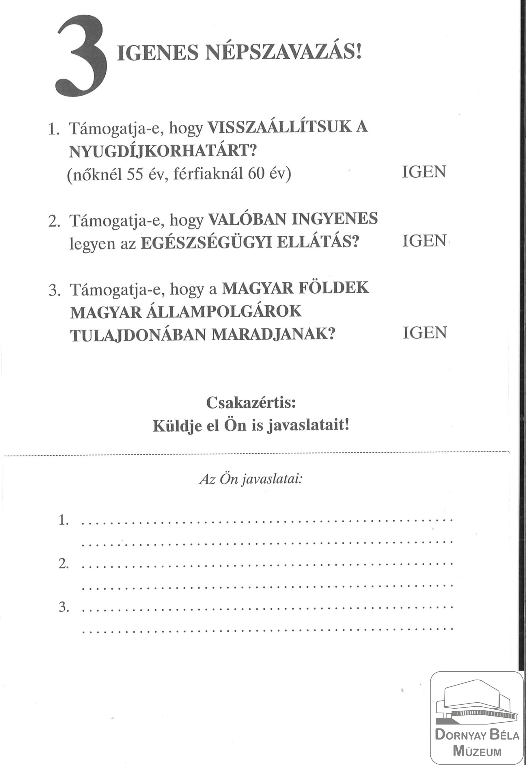 FKGP Népszavazással kapcsolatos, kezdeményezést propagáló röplap (Dornyay Béla Múzeum, Salgótarján CC BY-NC-SA)