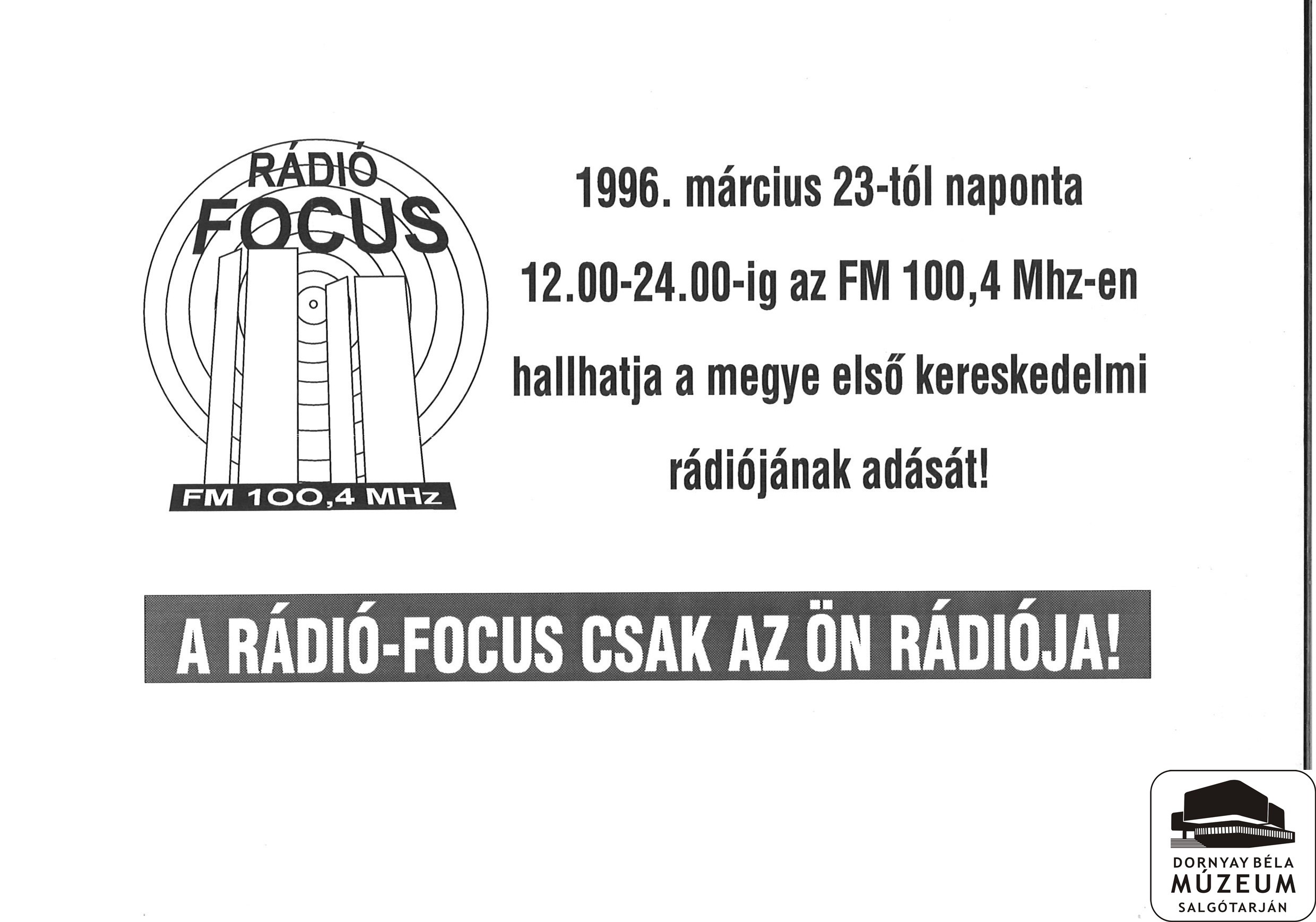 Focus rádió műsorának indulása (Dornyay Béla Múzeum, Salgótarján CC BY-NC-SA)