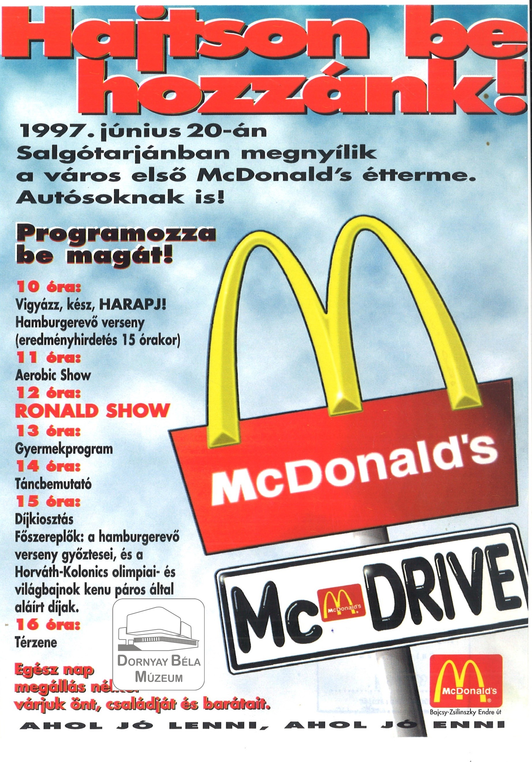McDonald's salgótarjáni éttermének megnyitása (Dornyay Béla Múzeum, Salgótarján CC BY-NC-SA)