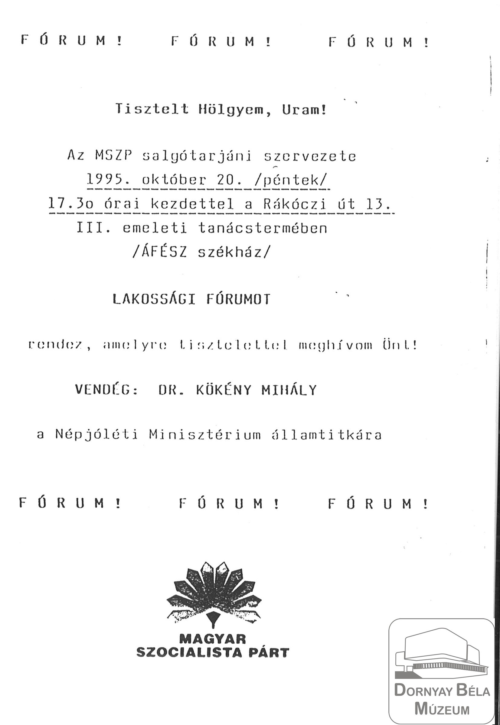 MSZP lakossági fórum a népjóléti államtitkárral (Dornyay Béla Múzeum, Salgótarján CC BY-NC-SA)