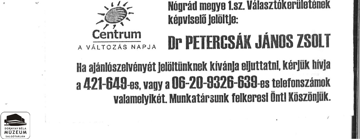 SZDSZ Gusztos Péter meghívója Vágó István kötetlen beszélgetésére (Dornyay Béla Múzeum, Salgótarján CC BY-NC-SA)