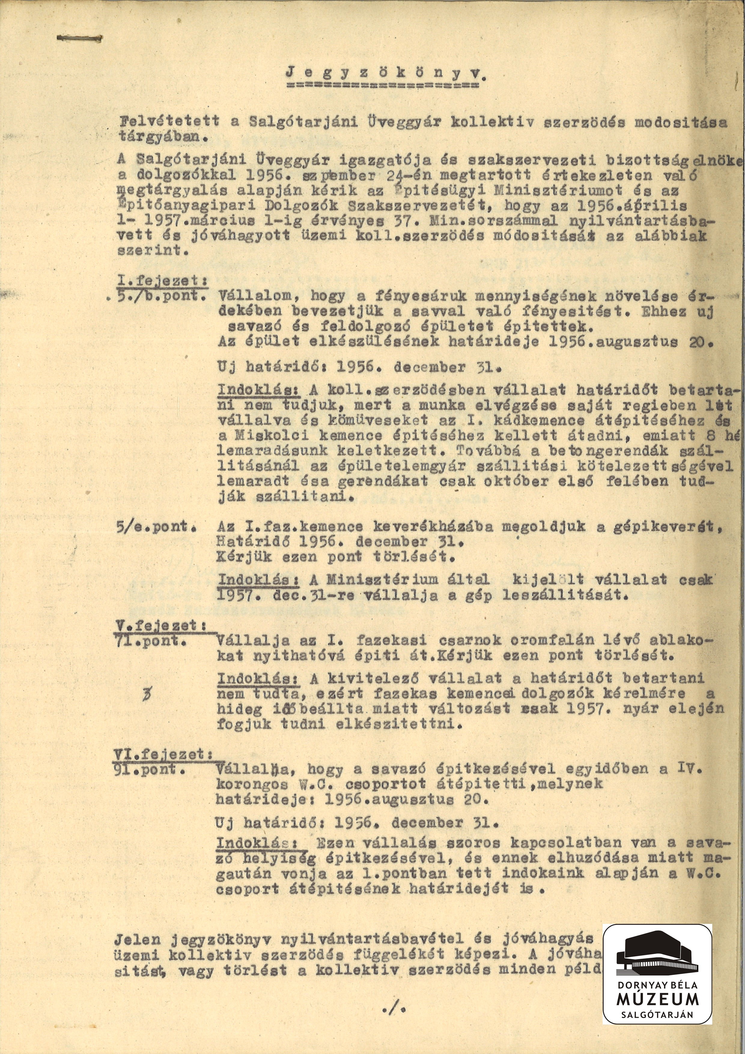 A Salgótarjáni Üveggyár szerződésének módosítása (Dornyay Béla Múzeum, Salgótarján CC BY-NC-SA)