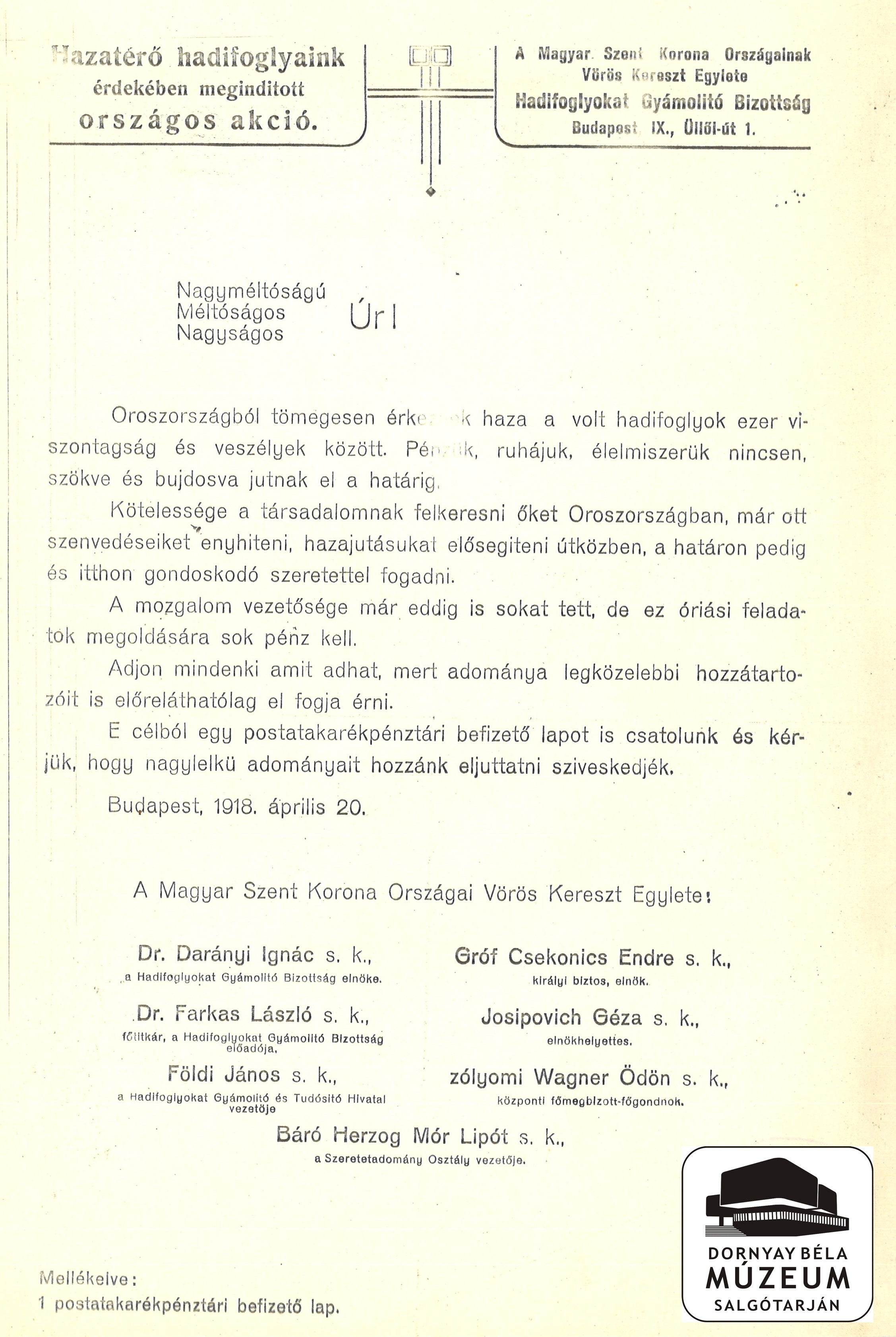 Hazatérő hadifoglyok érdekében országos akció (másolat) (Dornyay Béla Múzeum, Salgótarján CC BY-NC-SA)