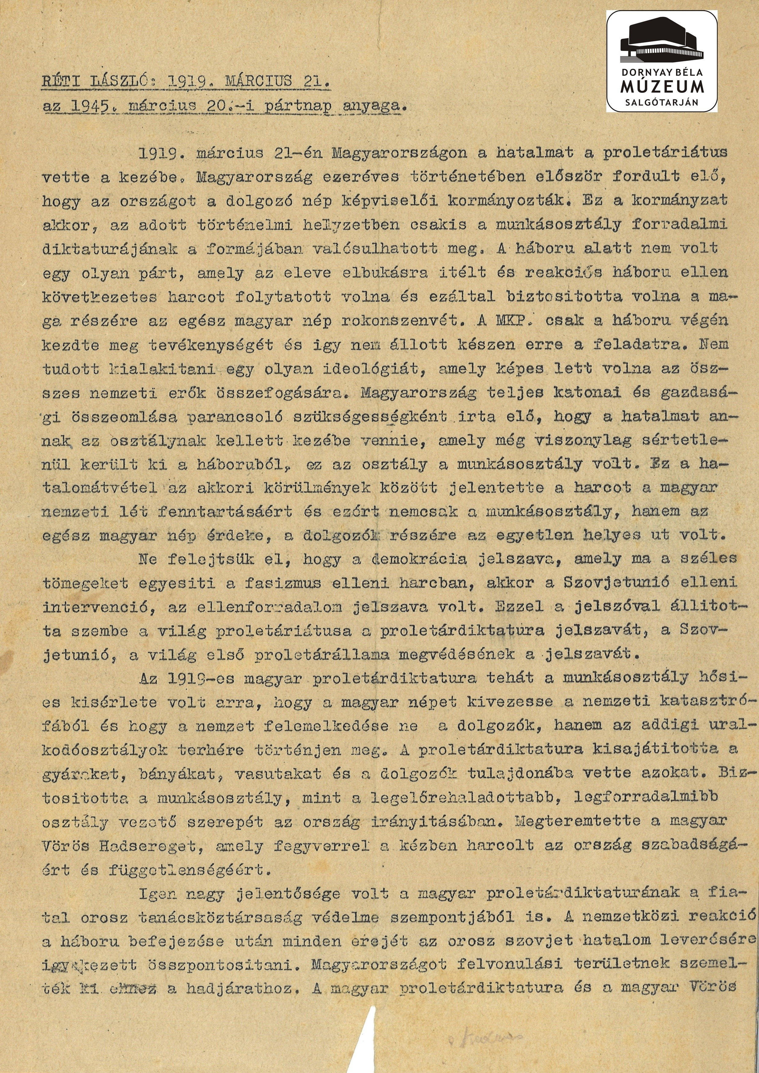 Sulyok András hagyatéka. 1945.márc.20-i pártnap anyaga (Dornyay Béla Múzeum, Salgótarján CC BY-NC-SA)