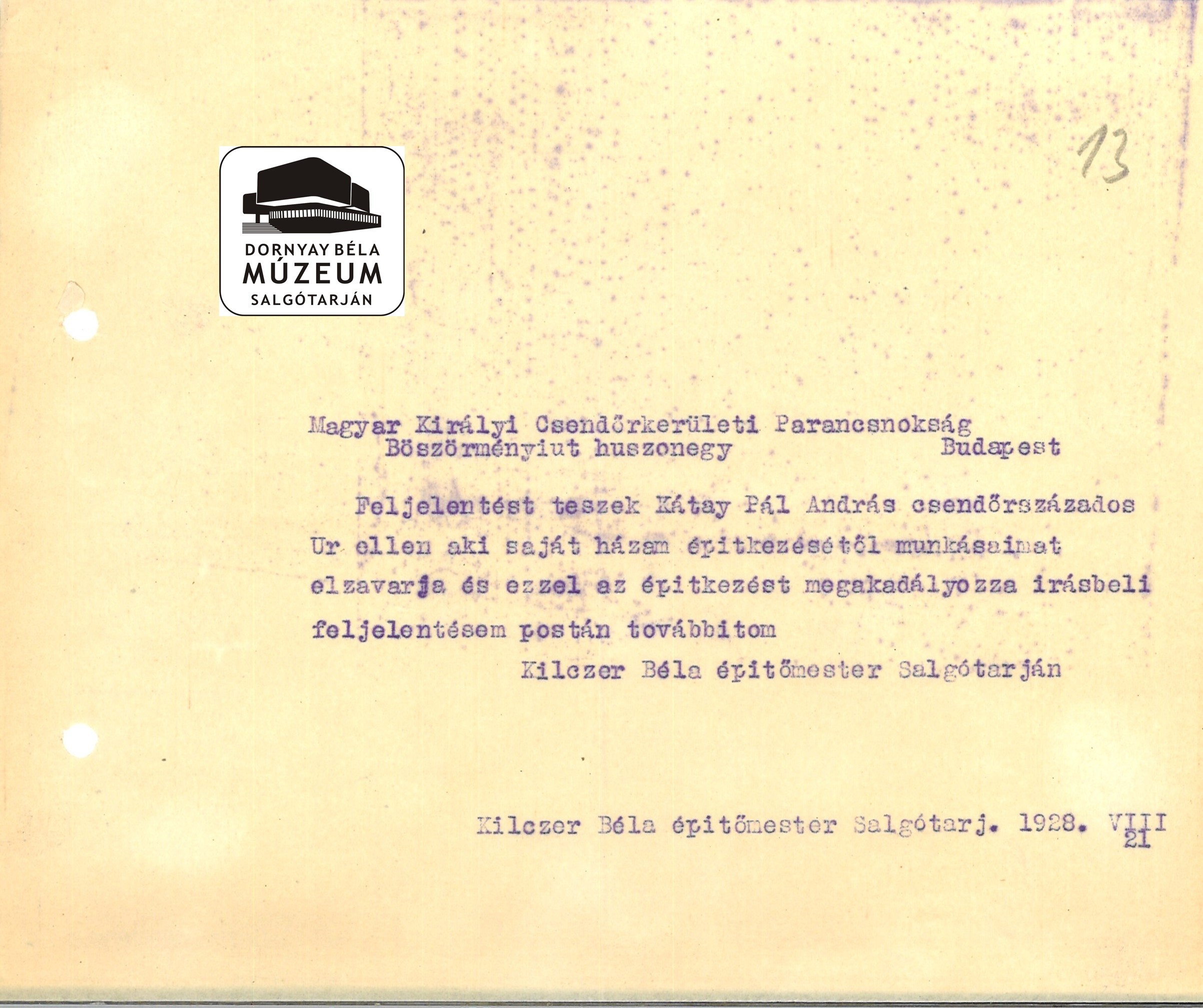 Kilczer Béla jogi vonatkozású iratanyaga (Dornyay Béla Múzeum, Salgótarján CC BY-NC-SA)