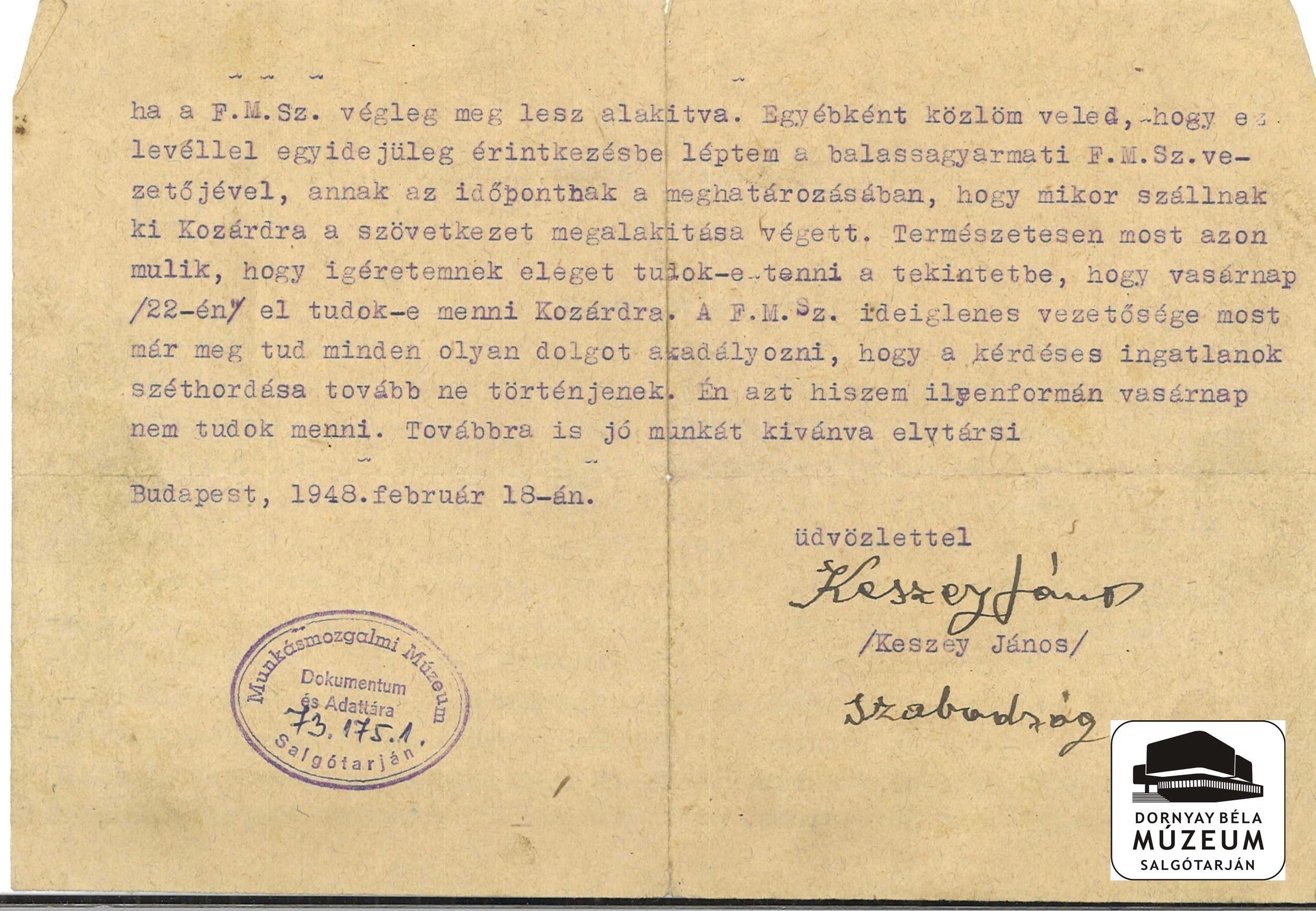 A kozárdi MKP szervezet tevékenységére vonatkozó iratok (Dornyay Béla Múzeum, Salgótarján CC BY-NC-SA)