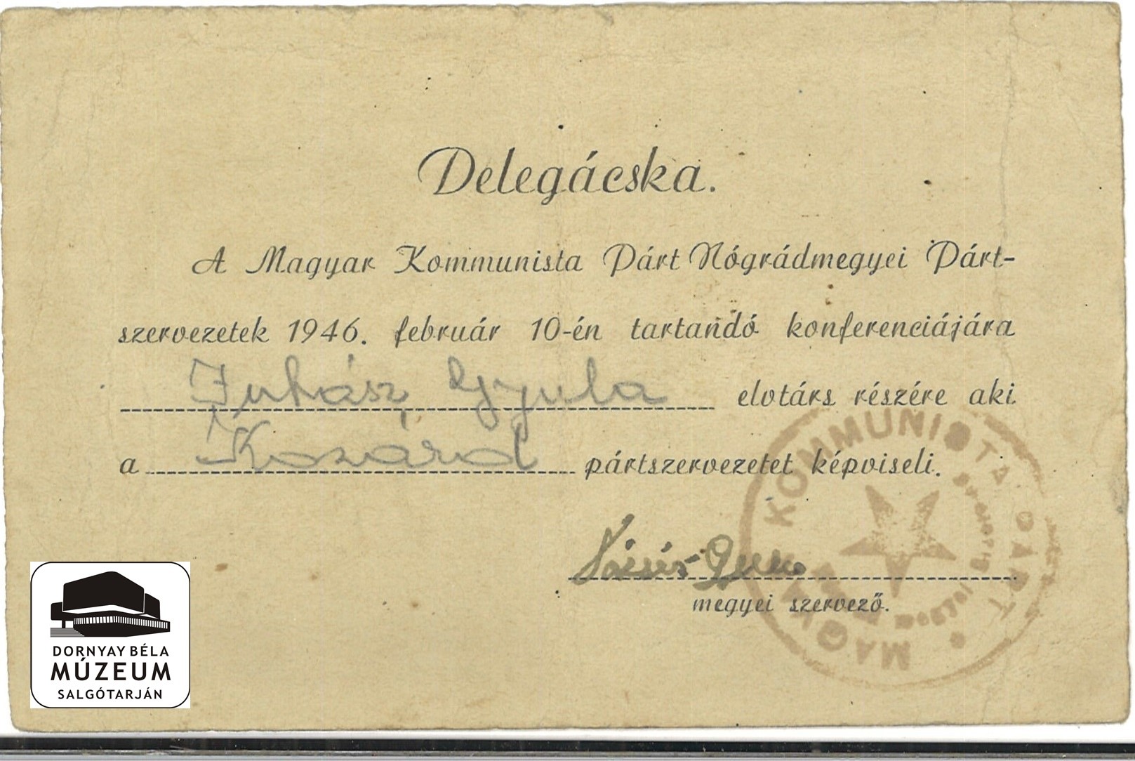 Juhász Gyula személyi iratai (Dornyay Béla Múzeum, Salgótarján CC BY-NC-SA)