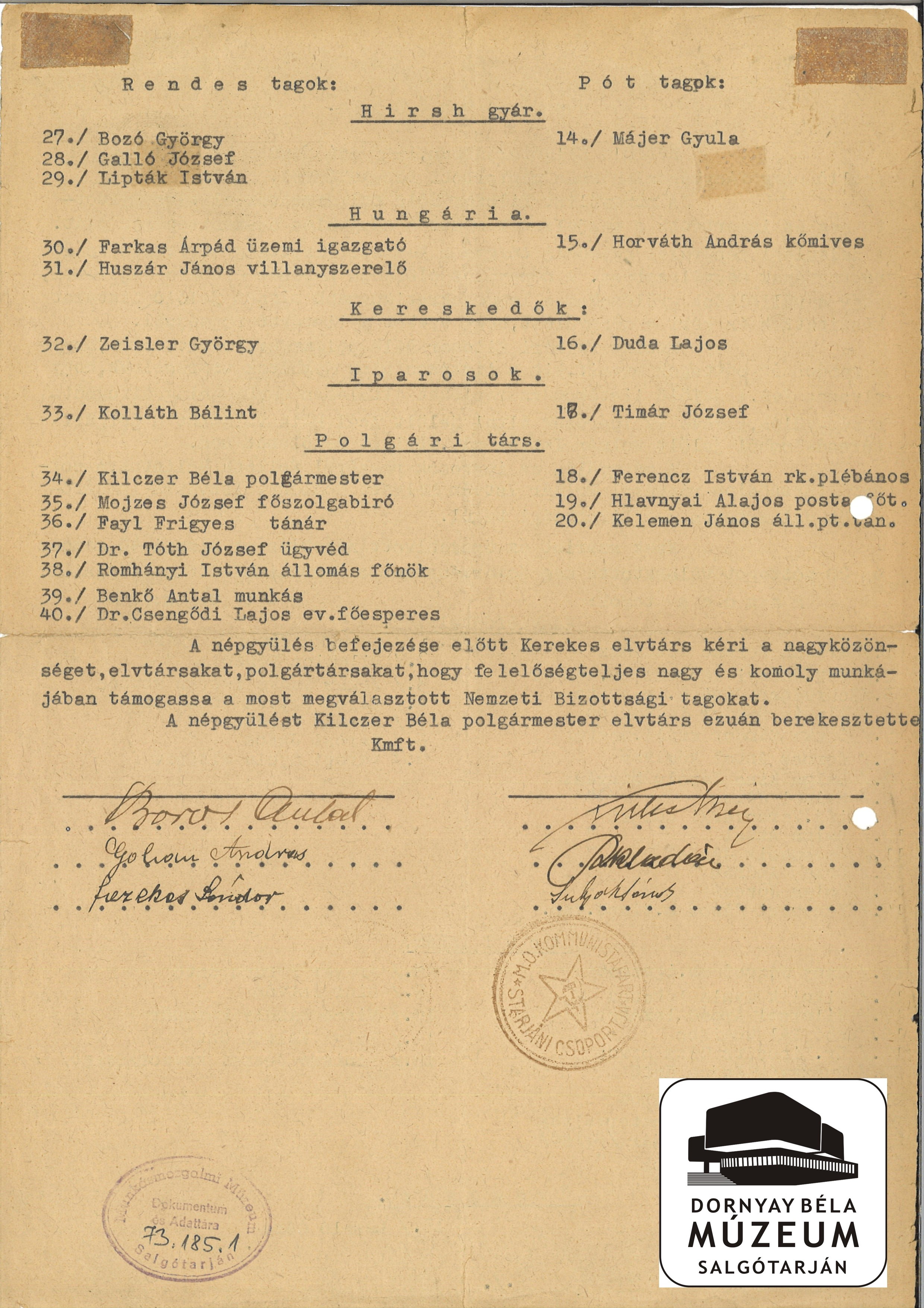 Salgótarjáni Nemzeti Bizottság megválasztása (Dornyay Béla Múzeum, Salgótarján CC BY-NC-SA)