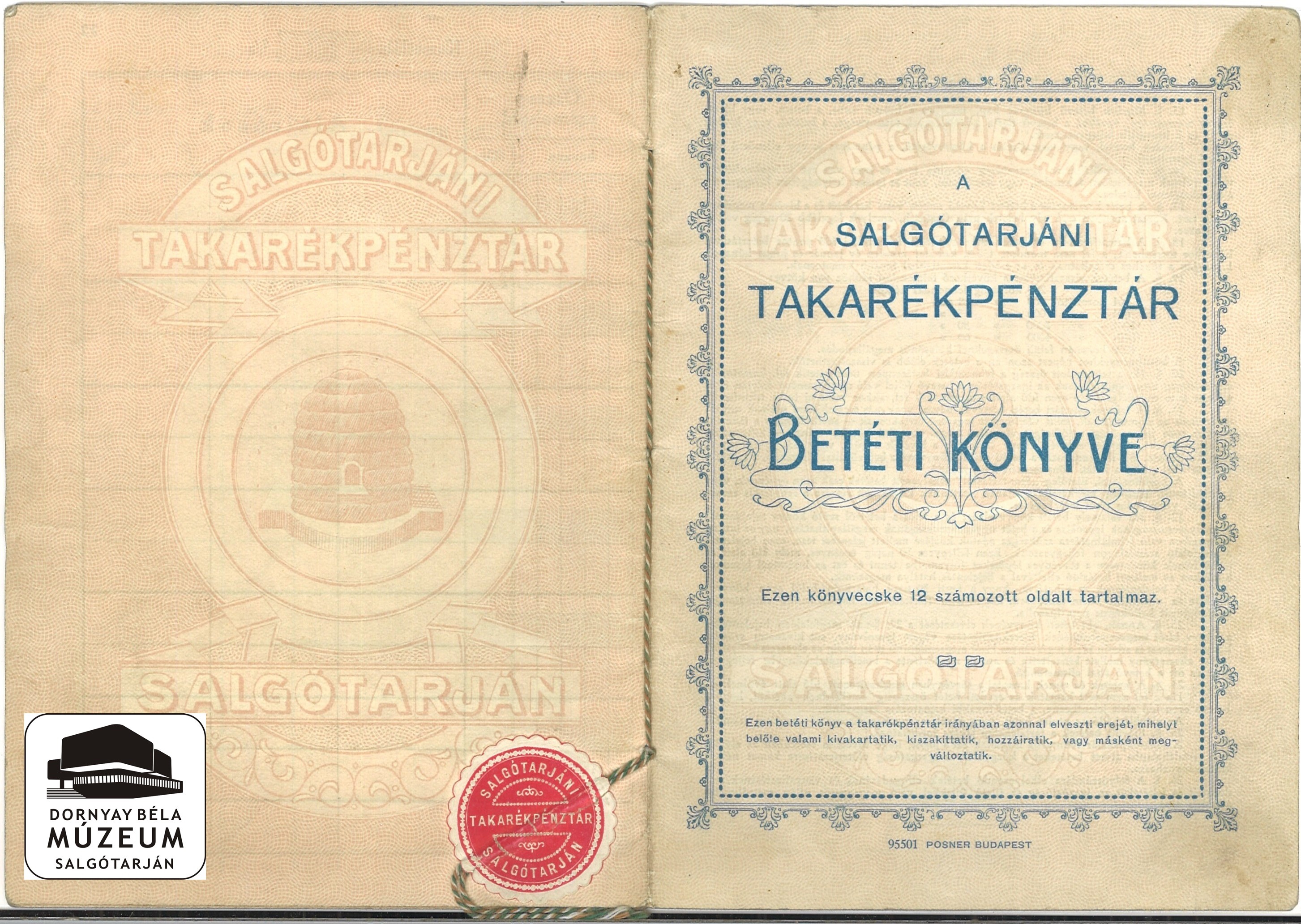 A Salgótarjáni Takarékpénztár betéti könyve. Demény Anna (Dornyay Béla Múzeum, Salgótarján CC BY-NC-SA)