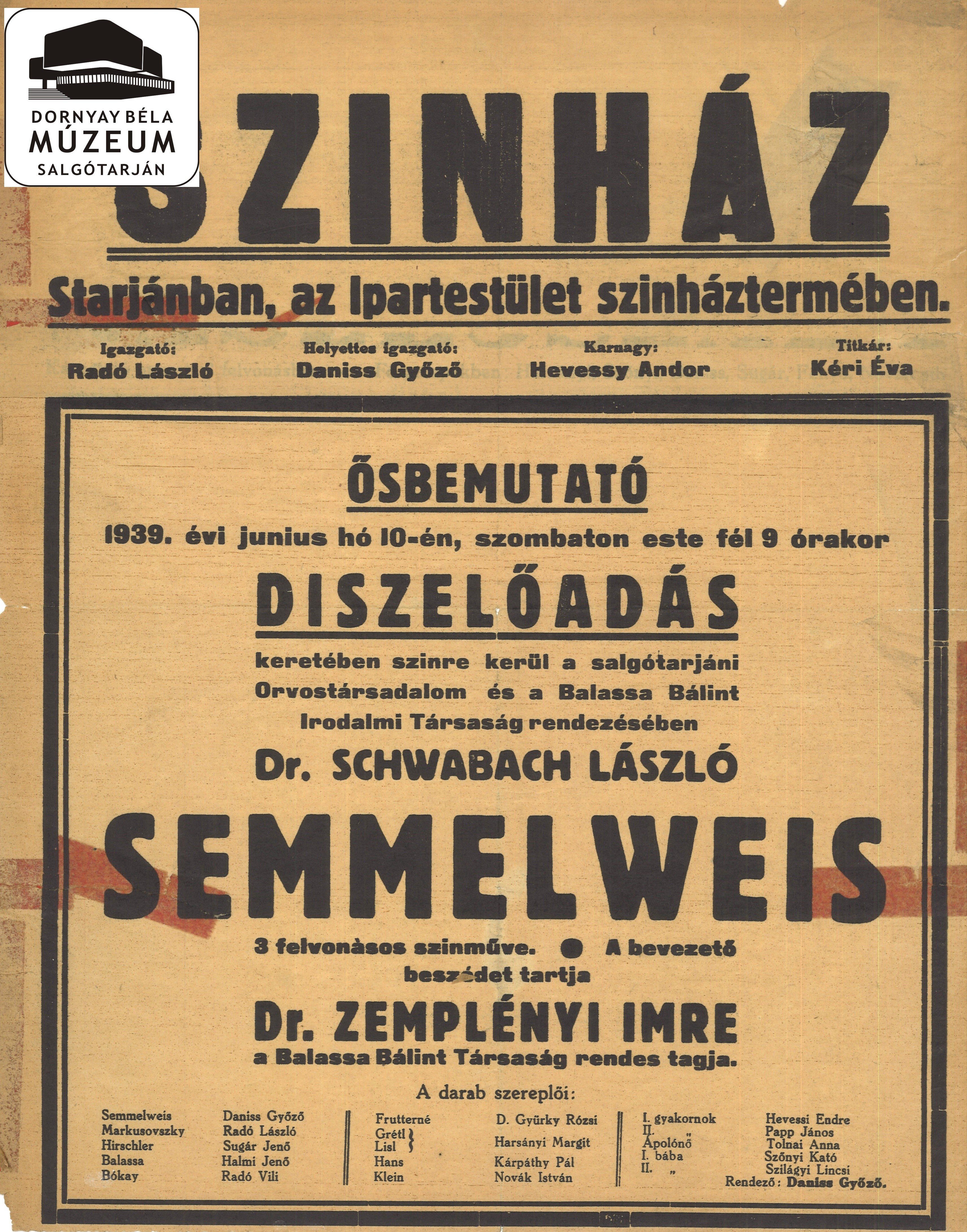 Semmelweis díszelőadás (Dornyay Béla Múzeum, Salgótarján CC BY-NC-SA)