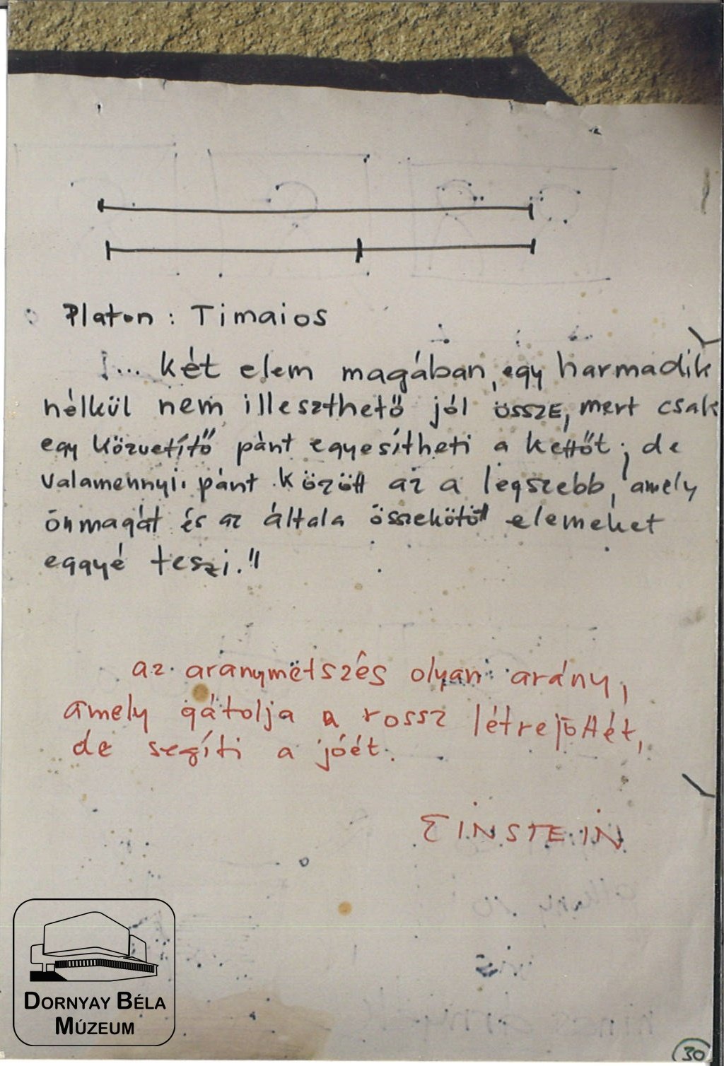 Gaál István feljegyzése Einstein és Platon gondolatairól (Dornyay Béla Múzeum, Salgótarján CC BY-NC-SA)