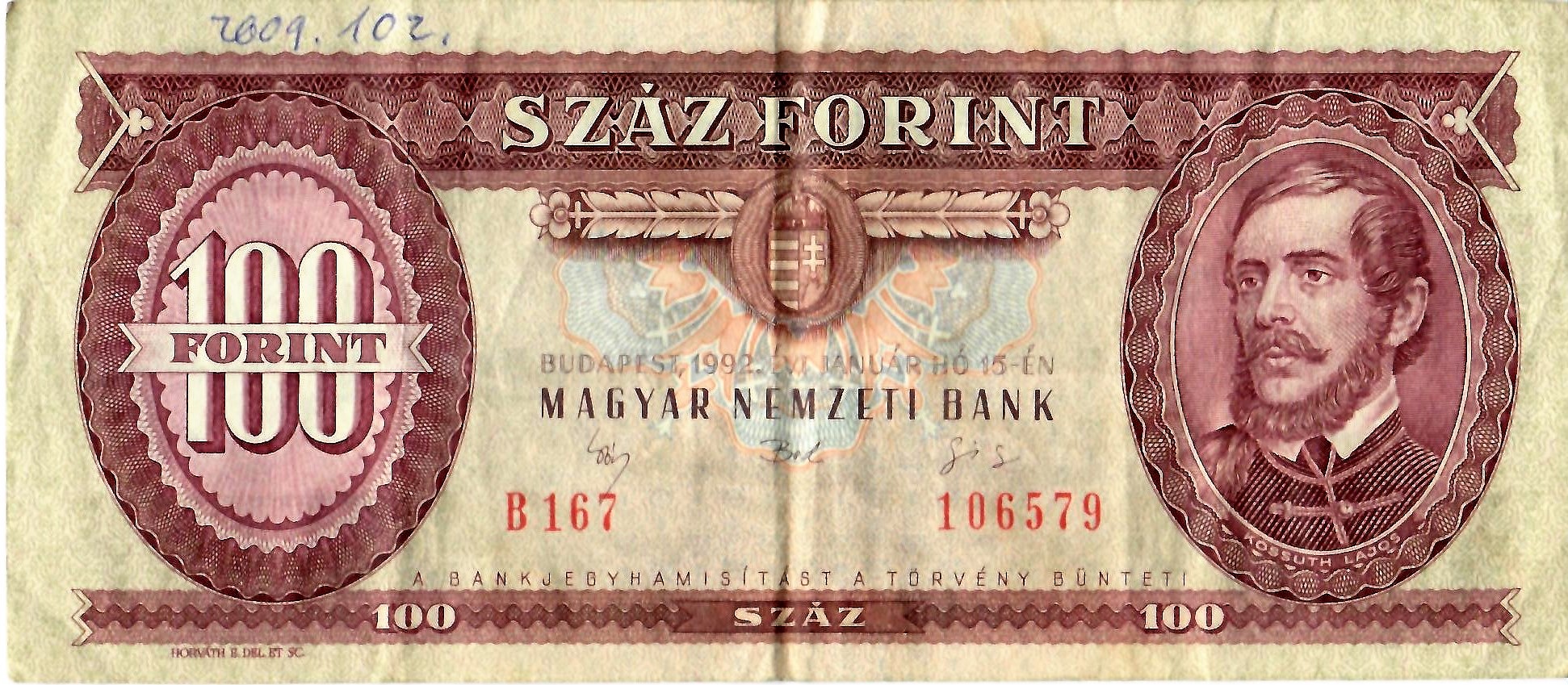Papírpénz - 100 forint (Dr. Jablonkay István Helytörténeti Gyűjtemény CC BY-NC-SA)