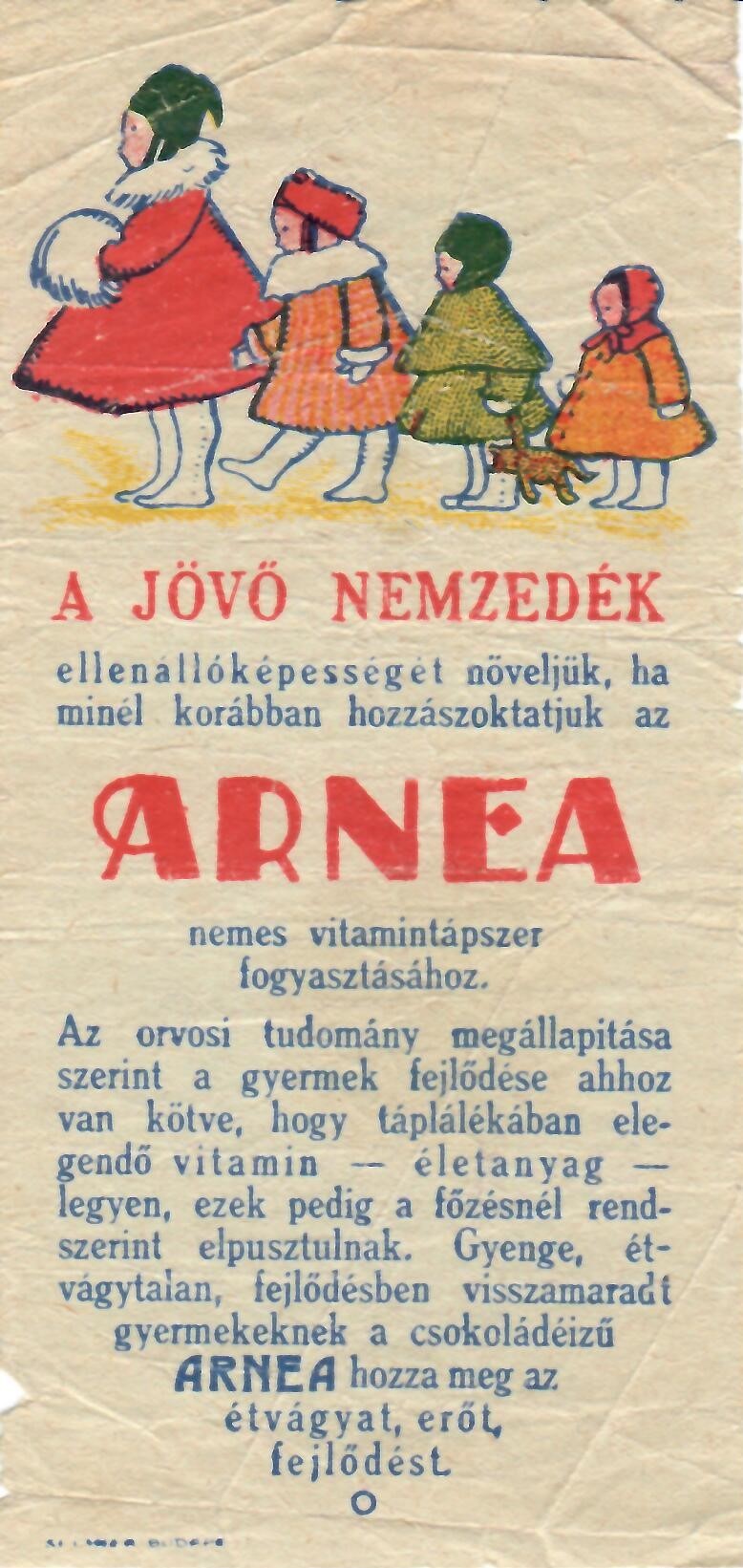 Arnea tápszer - számolócédula (Dr. Jablonkay István Helytörténeti Gyűjtemény CC BY-NC-SA)