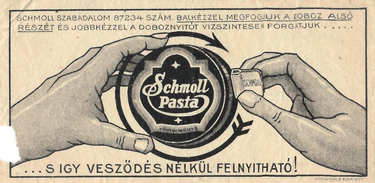 Schmoll paszta - számolócédula (Dr. Jablonkay István Helytörténeti Gyűjtemény CC BY-NC-SA)