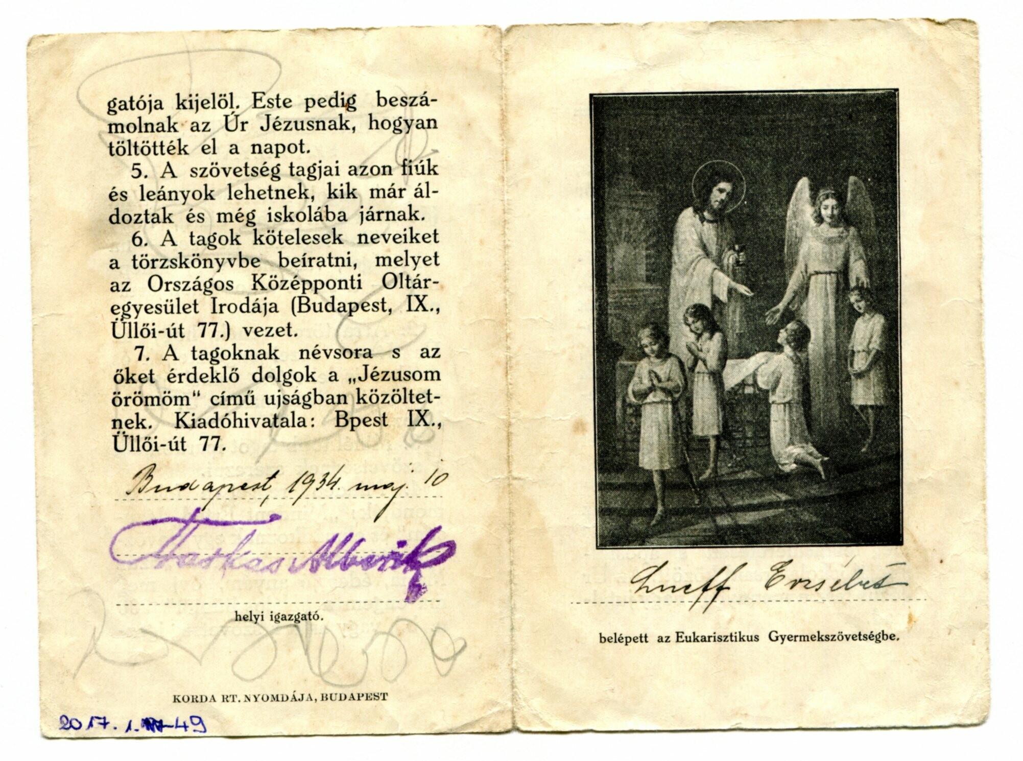 Tagsági könyv/Mitgliedsbuch (Bleyer Jakab Helytörténeti Gyűjtemény, Heimatmuseum CC BY-NC-SA)