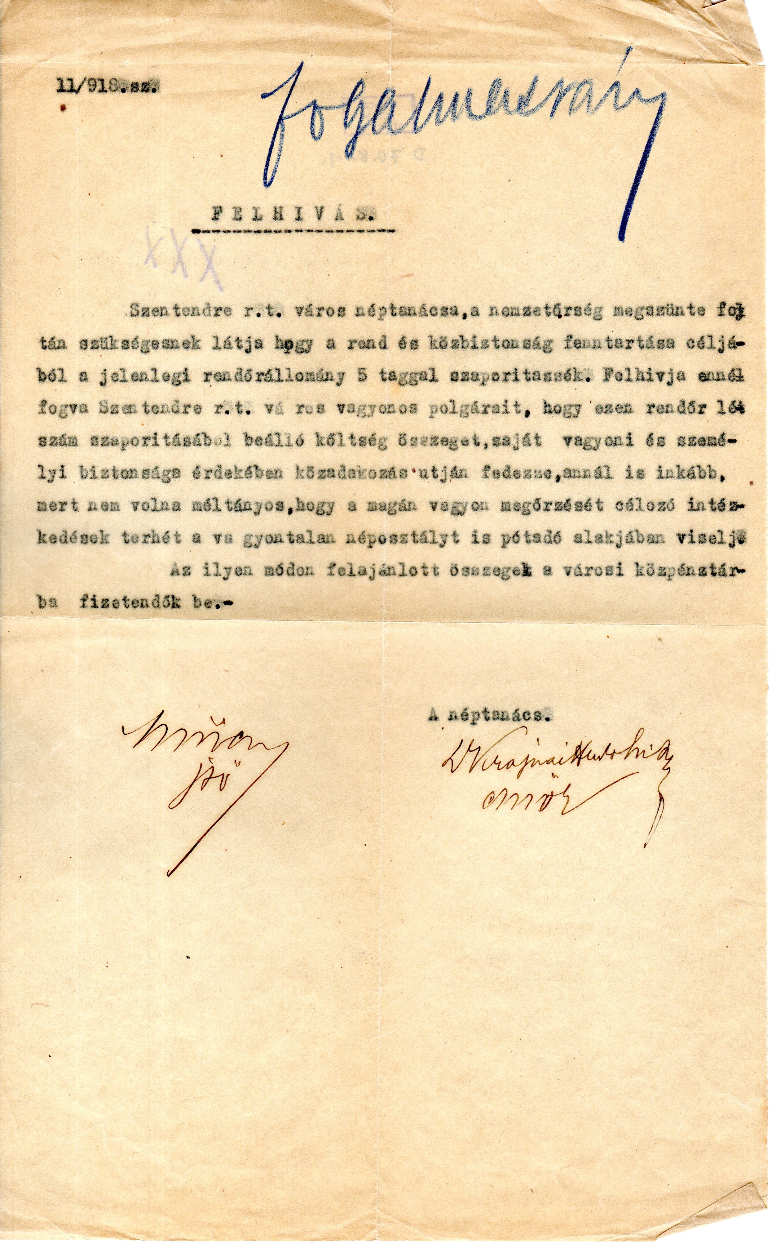 A szentendrei Néptanács felhívása (Ferenczy Múzeumi Centrum CC BY-NC-SA)
