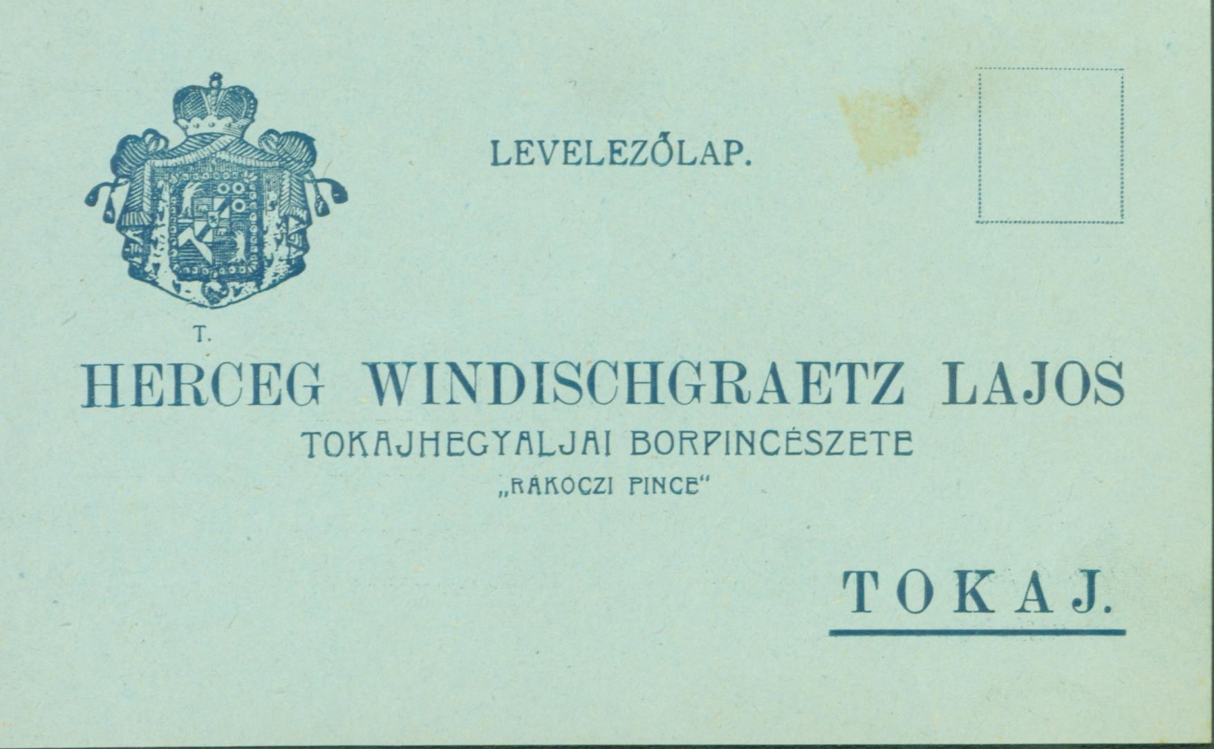 Levelezőlap, tokaji Rákóczi Pince (Ferenczy Múzeumi Centrum CC BY-NC-SA)