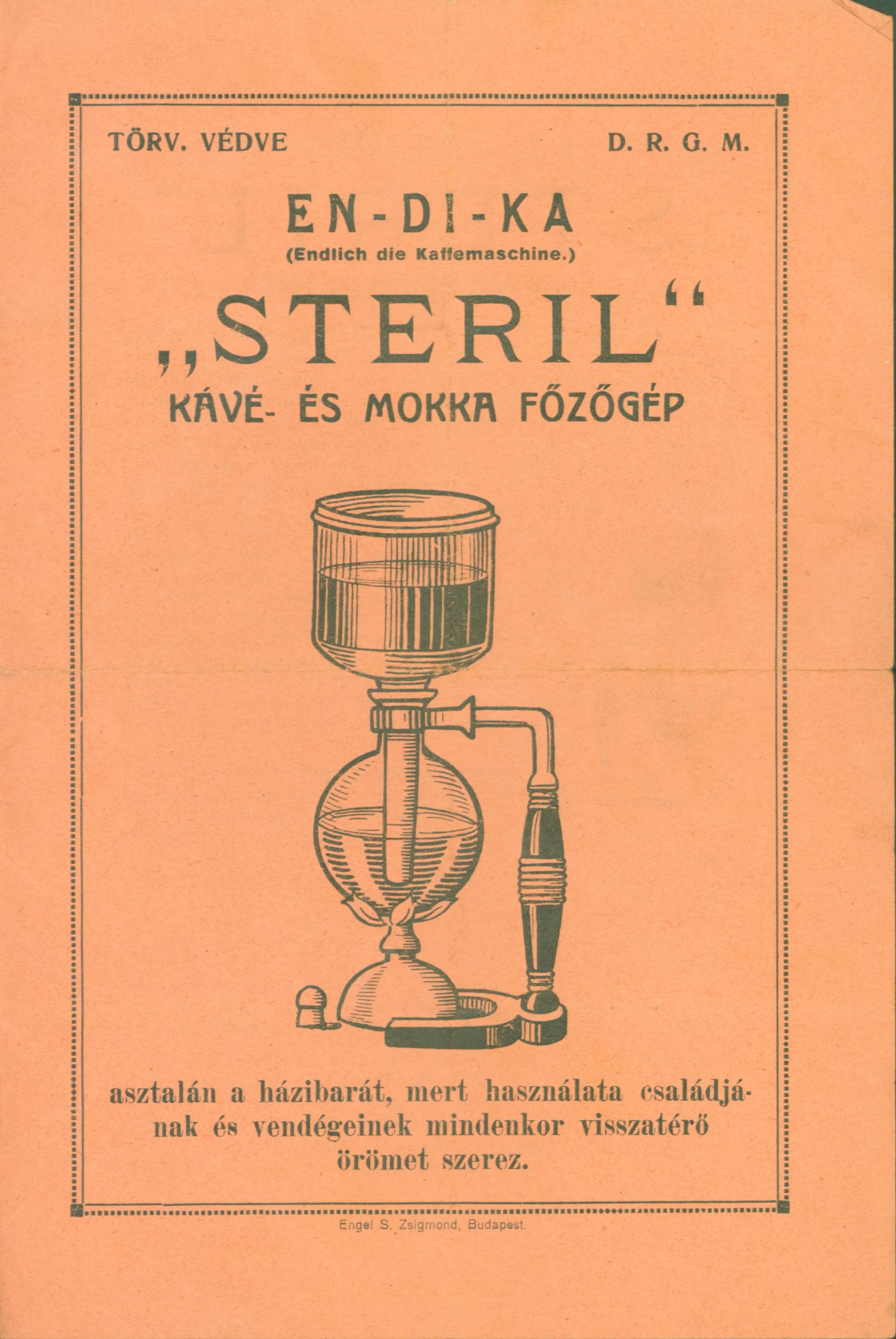 EN-DI-KA  "Steril" Kávé-és Mokka Főzőgép prospektusa (Ferenczy Múzeumi Centrum CC BY-NC-SA)