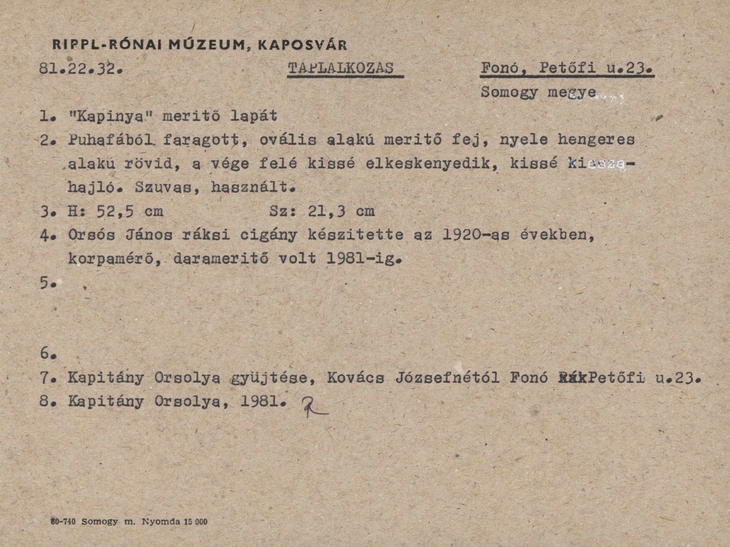 Merítő lapát "Kapinga" (Rippl-Rónai Múzeum CC BY-NC-ND)