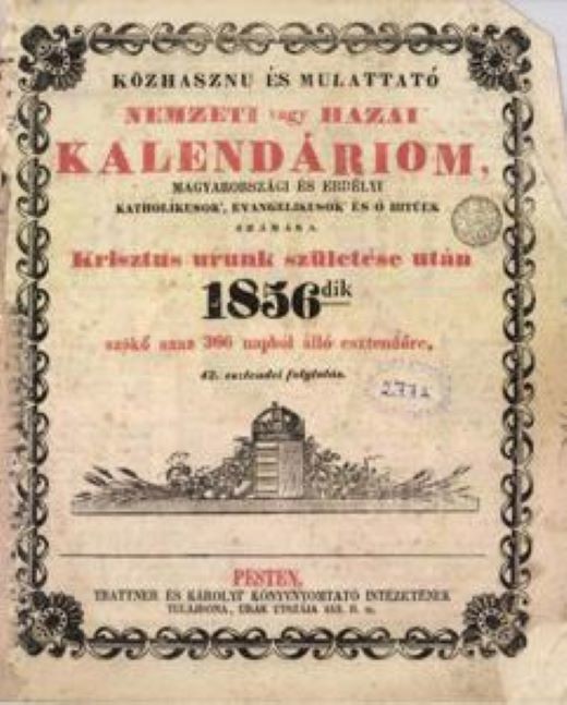 Nemzeti vagy hazai kalendárium 1856 (Rippl-Rónai Múzeum CC BY-NC-ND)