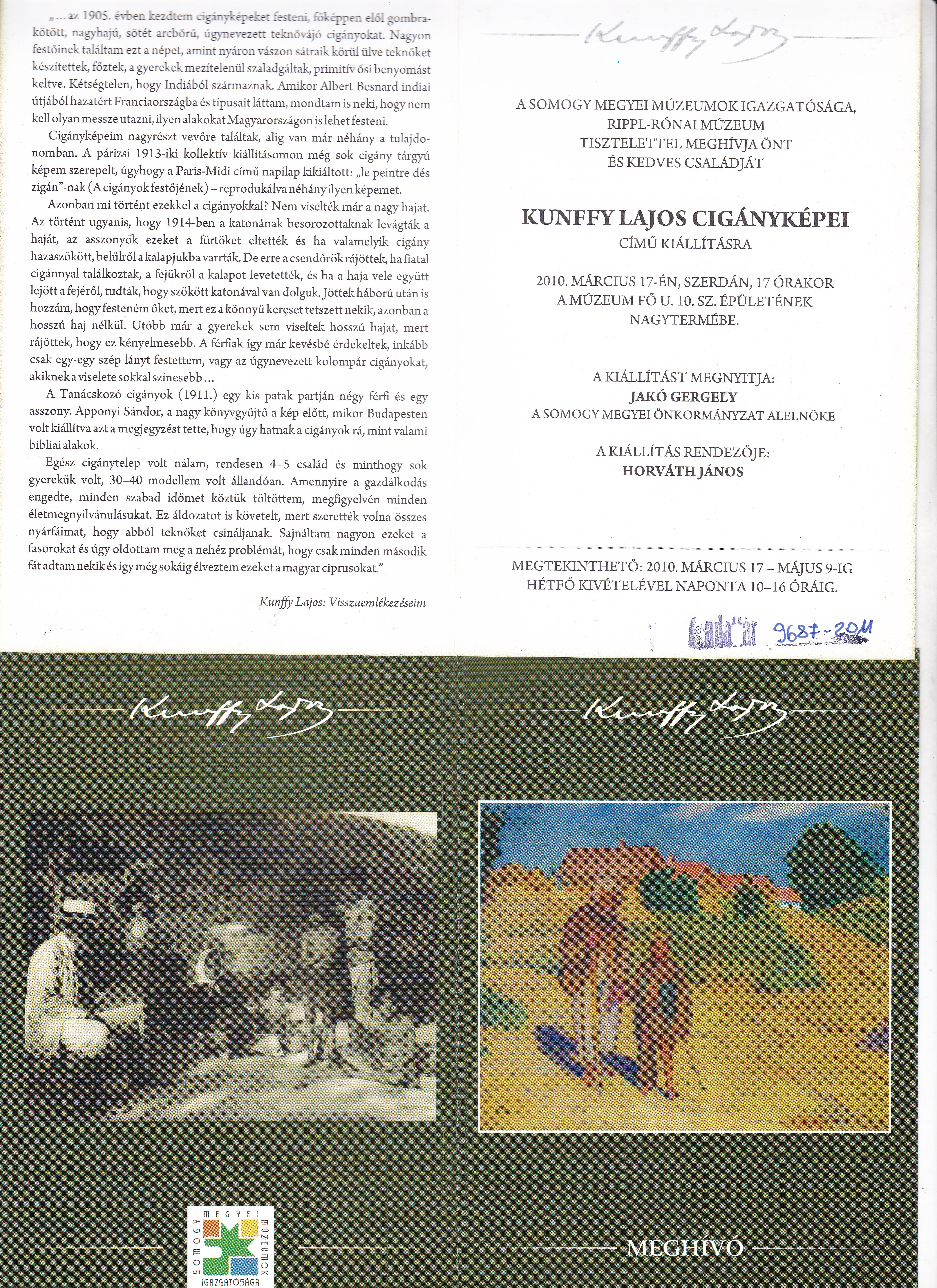 Kunffy Lajos Cigányképei című kiállításra (Rippl-Rónai Múzeum CC BY-NC-ND)