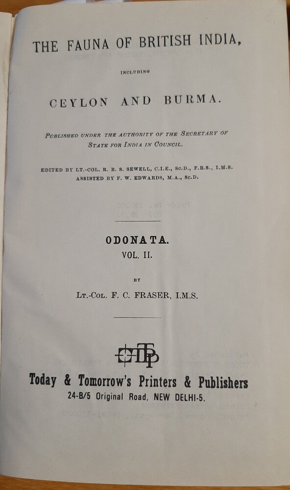 The Fauna of British India, Including Ceylon and Burma - Frederic Charles Fraser: Odonata vol. 2. (Rippl-Rónai Múzeum CC BY-NC-ND)