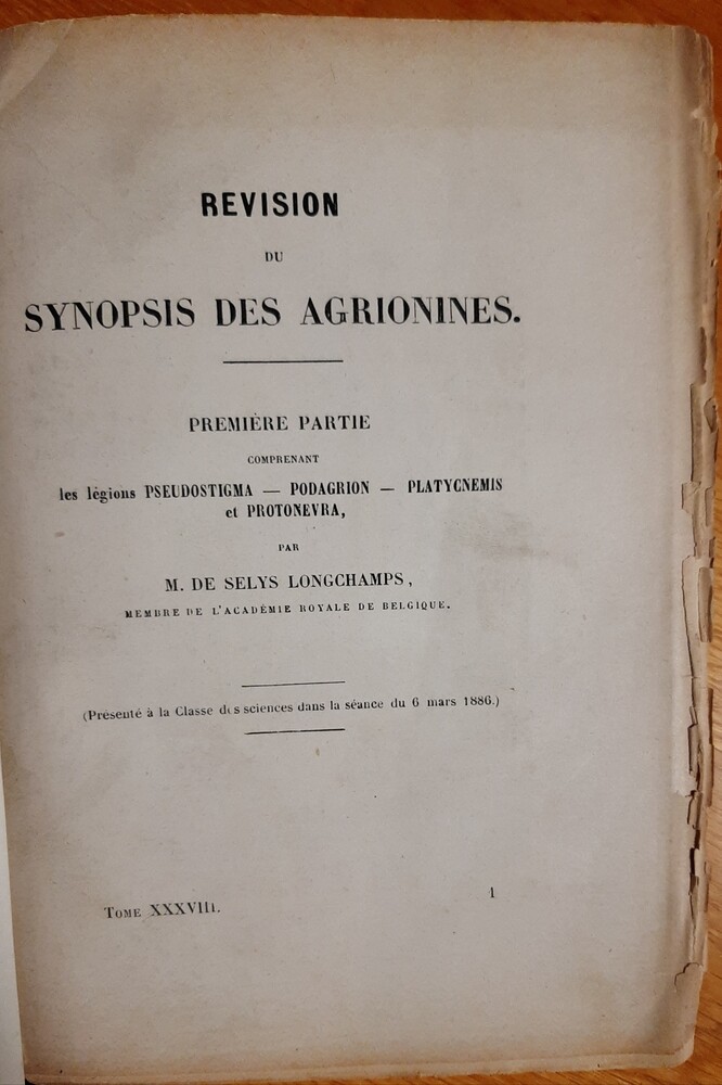 Michel Edmond de Selys Longchamps: Revision du synopsis des agrionines (Rippl-Rónai Múzeum CC BY-NC-ND)