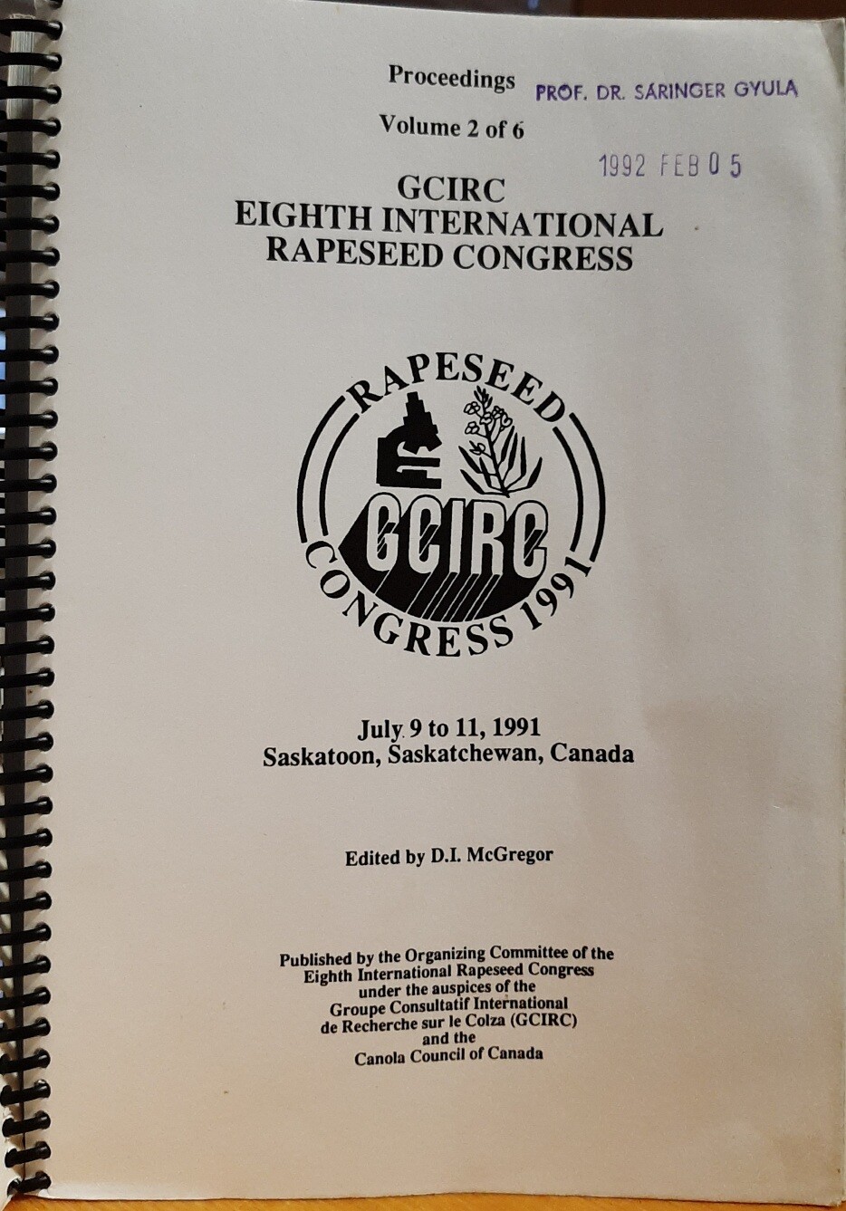 GCIRC Eighth International Rapeseed Congress. Proceedings Volume 2 of 6 (Rippl-Rónai Múzeum CC BY-NC-ND)
