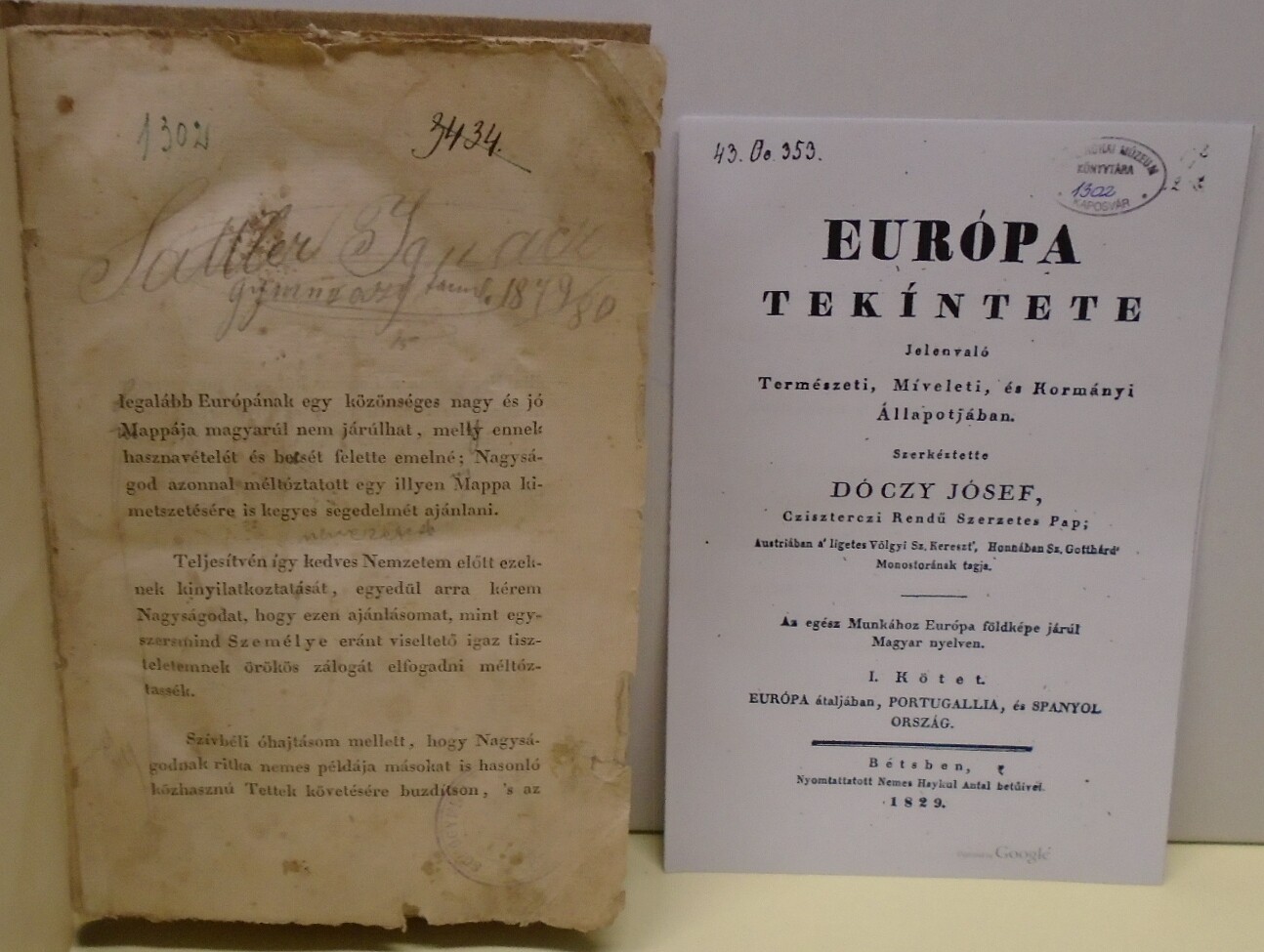 Európa tekintete jelenvaló természeti, míveleti és kormányi állapotjában 1. kötet (Rippl-Rónai Múzeum CC BY-NC-ND)