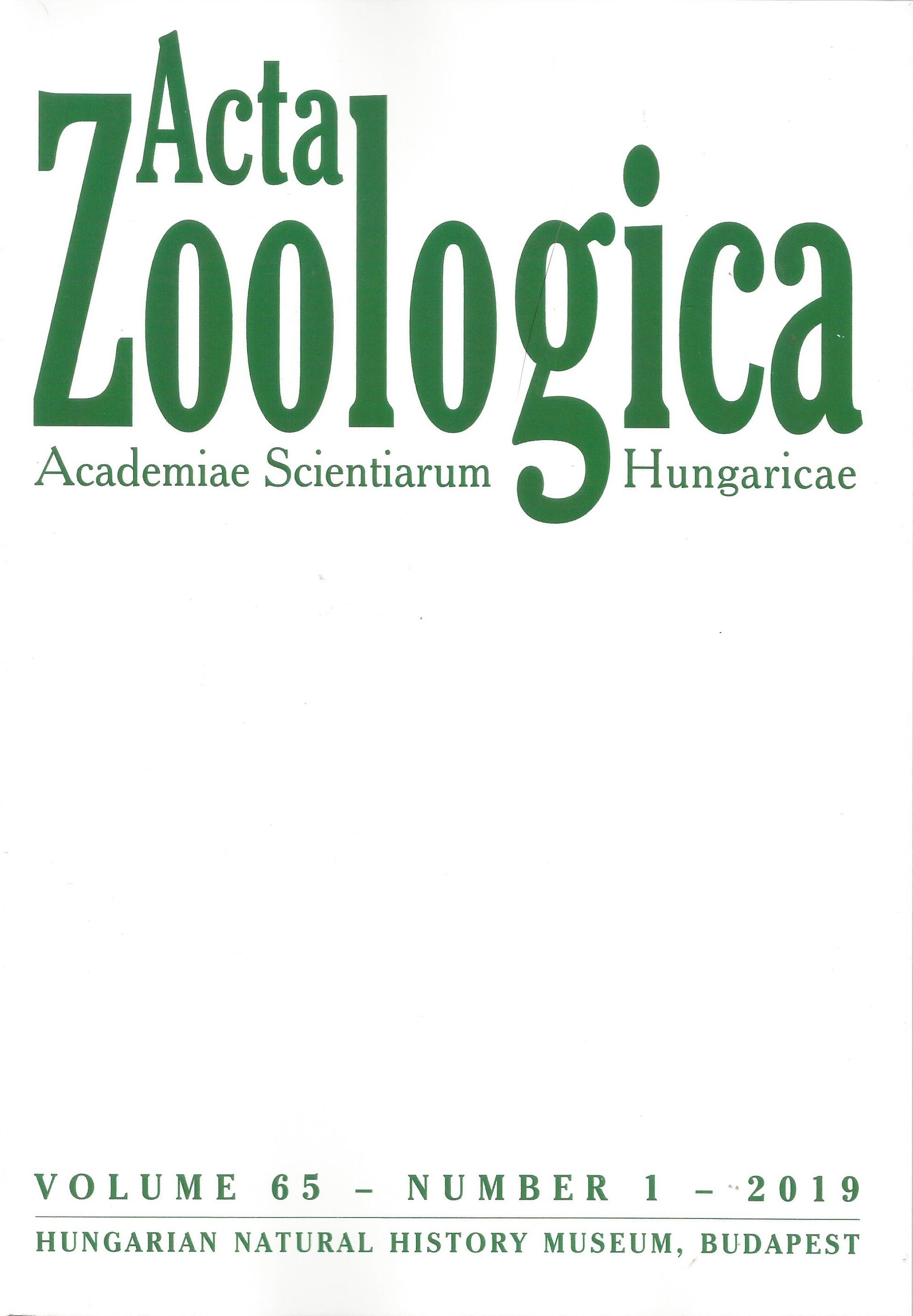Acta Zoologica Academiae Scientiarum Hungaricae 2019/65. kötet 1. sz. (Rippl-Rónai Múzeum CC BY-NC-ND)
