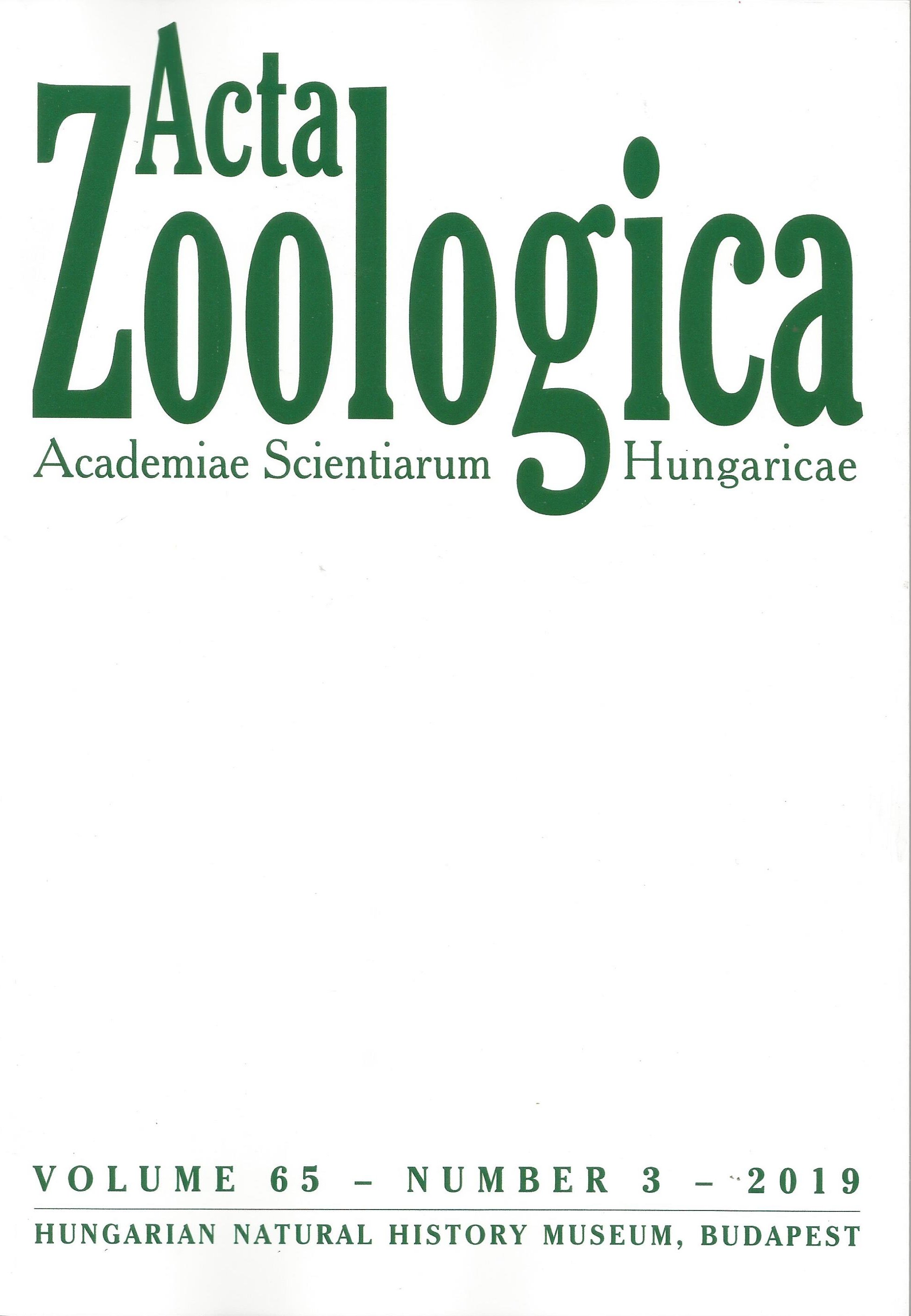 Acta Zoologica Academiae Scientiarum Hungaricae 2019/65. kötet 3. sz. (Rippl-Rónai Múzeum CC BY-NC-ND)