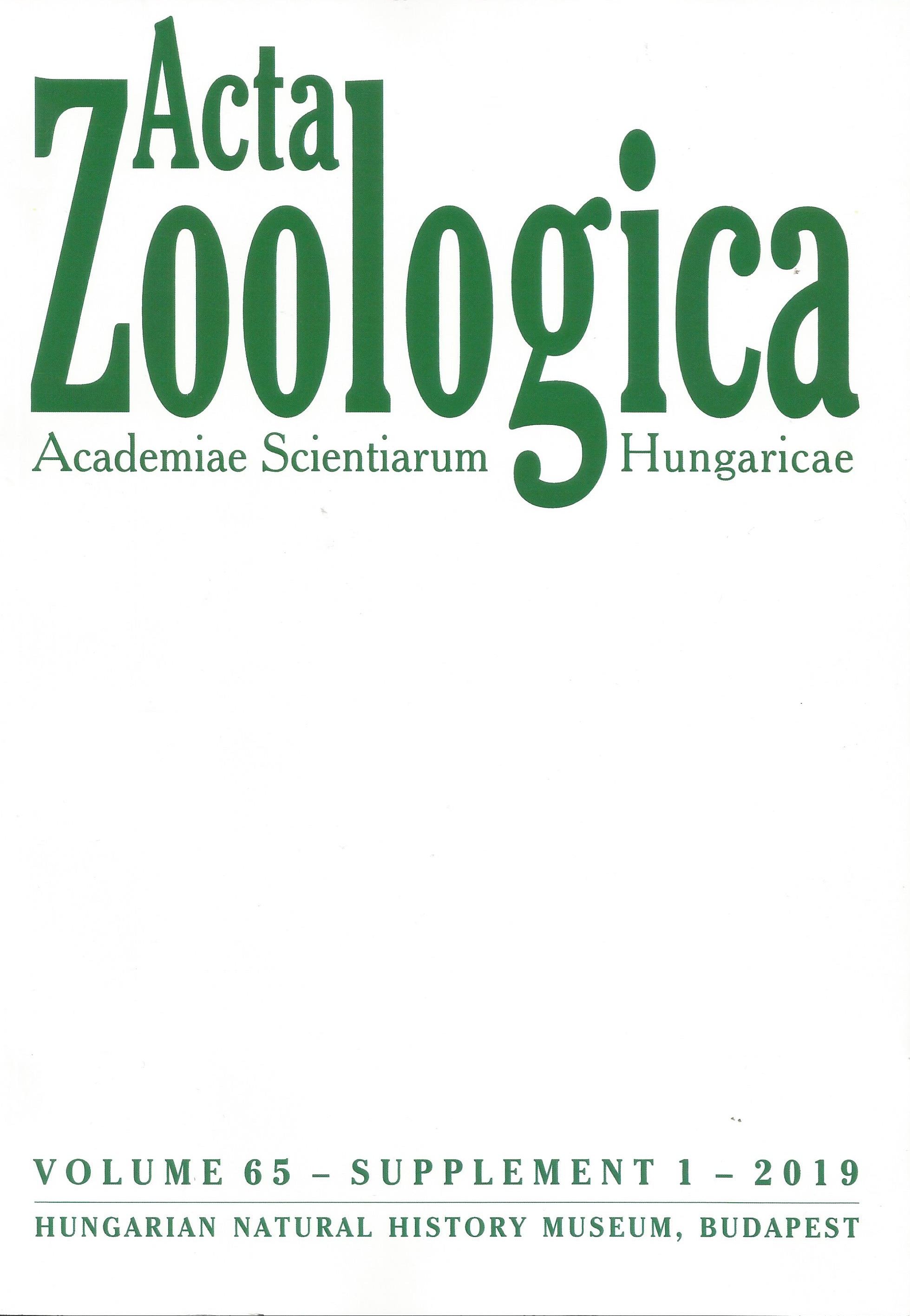 Acta Zoologica Academiae Scientiarum Hungaricae 2019/65. kötet Supplementum 1. (Rippl-Rónai Múzeum CC BY-NC-ND)
