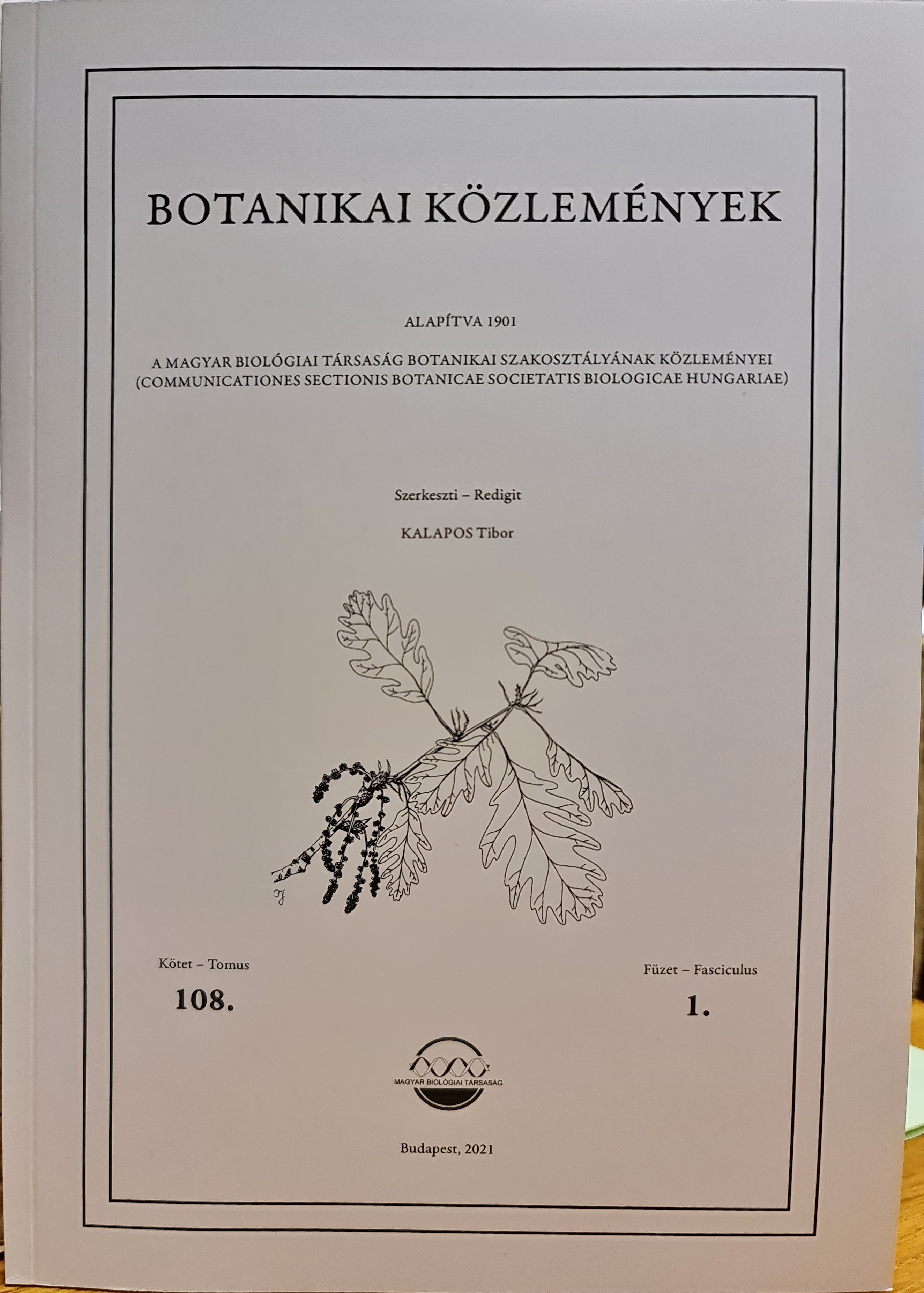 Botanikai Közlemények 2021/108. kötet 1. füzet (Rippl-Rónai Múzeum CC BY-NC-ND)
