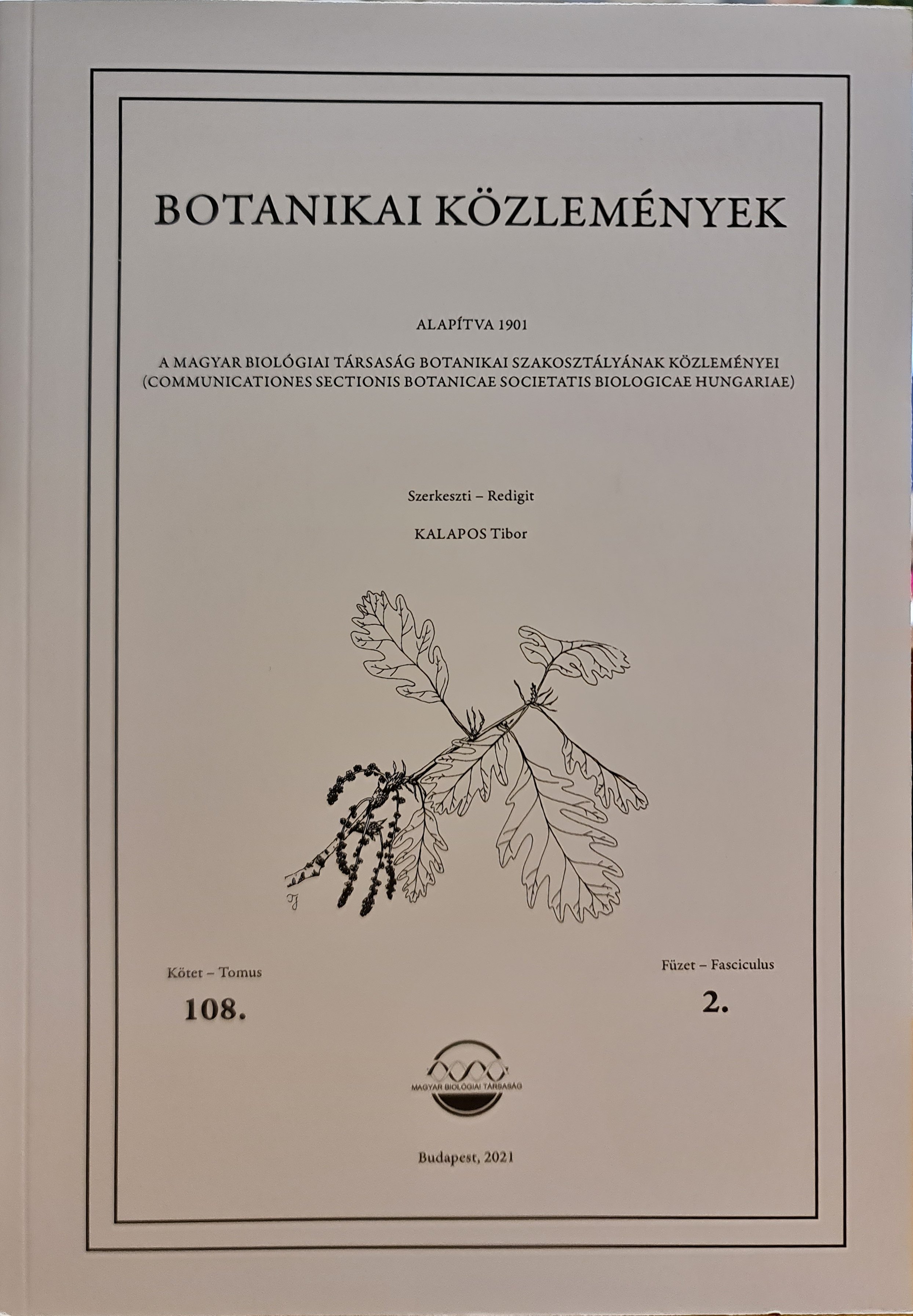 Botanikai Közlemények 2021/108. kötet 2. füzet (Rippl-Rónai Múzeum CC BY-NC-ND)
