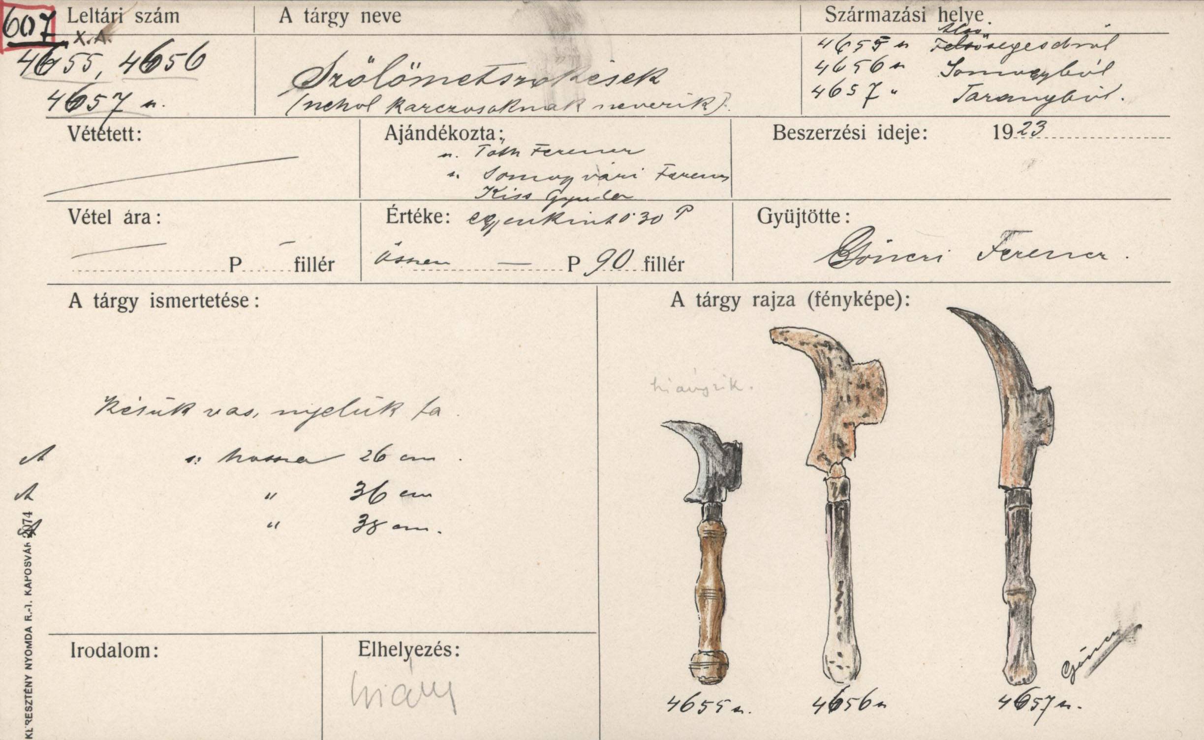 Szőlőmetsző kés (Rippl-Rónai Múzeum CC BY-NC-ND)