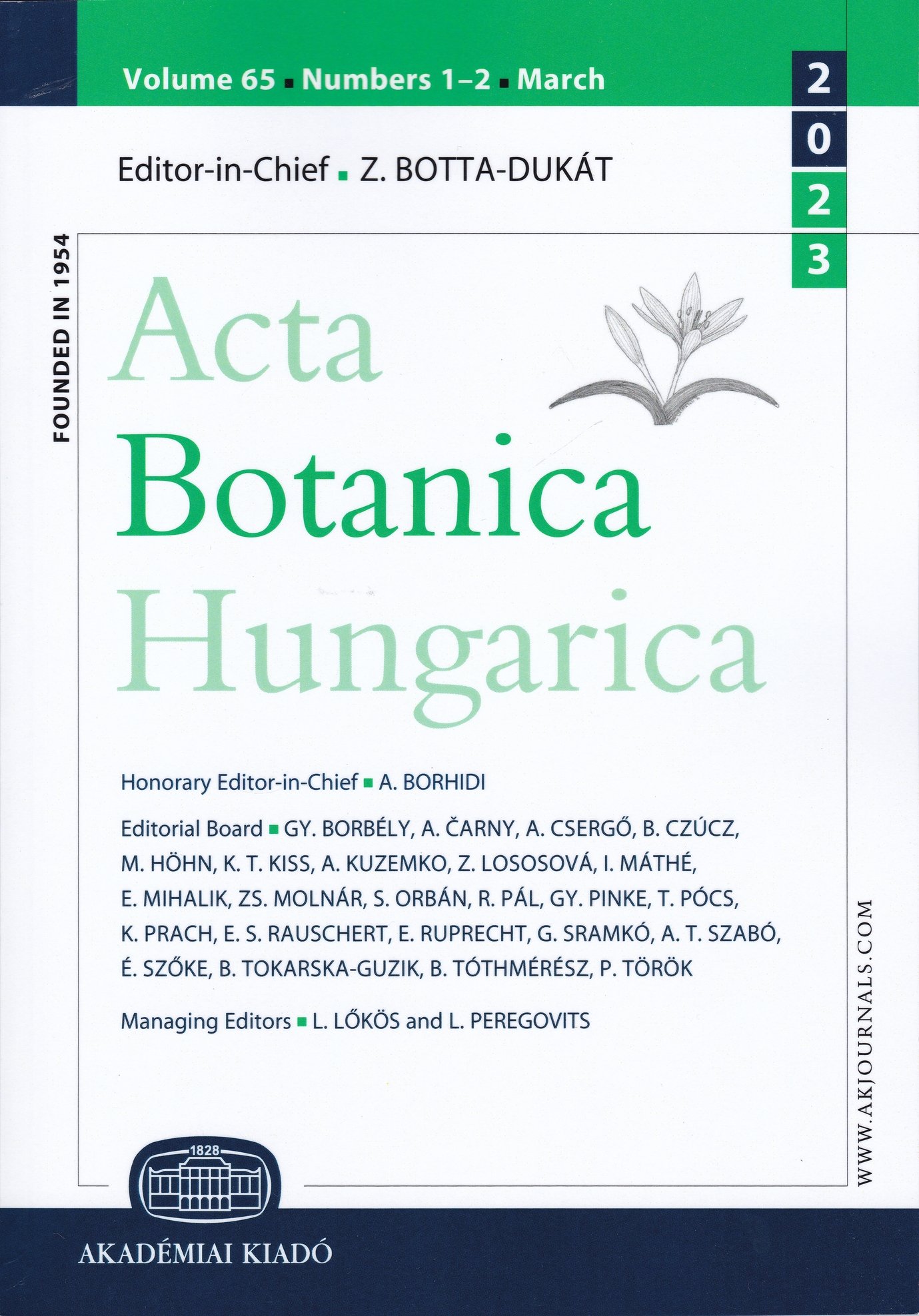 Acta Botanica Hungarica 2023/65. évf. 1-2. sz. (Rippl-Rónai Múzeum CC BY-NC-ND)