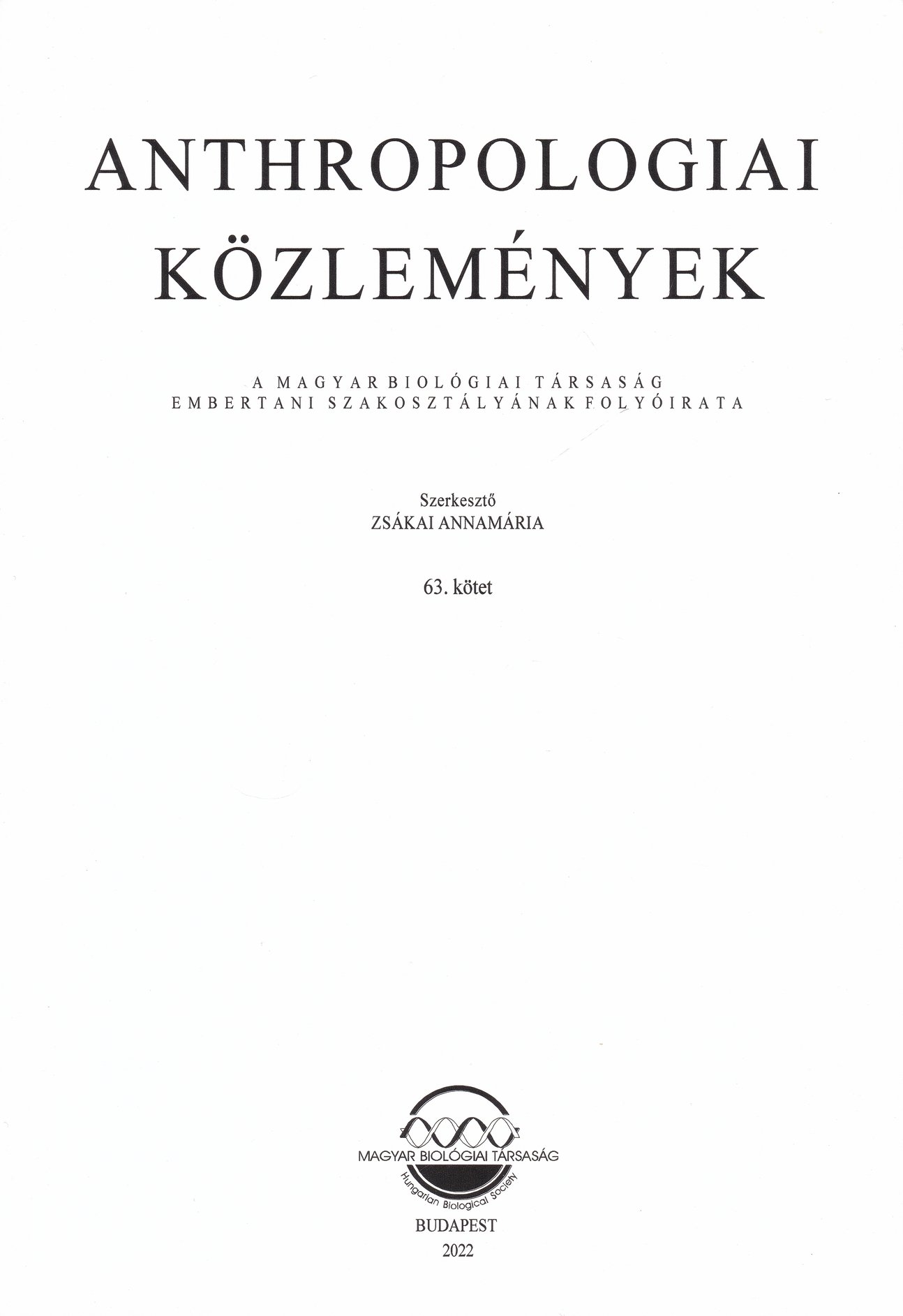 Anthropologiai Közlemények 2022/63. kötet (Rippl-Rónai Múzeum CC BY-NC-ND)