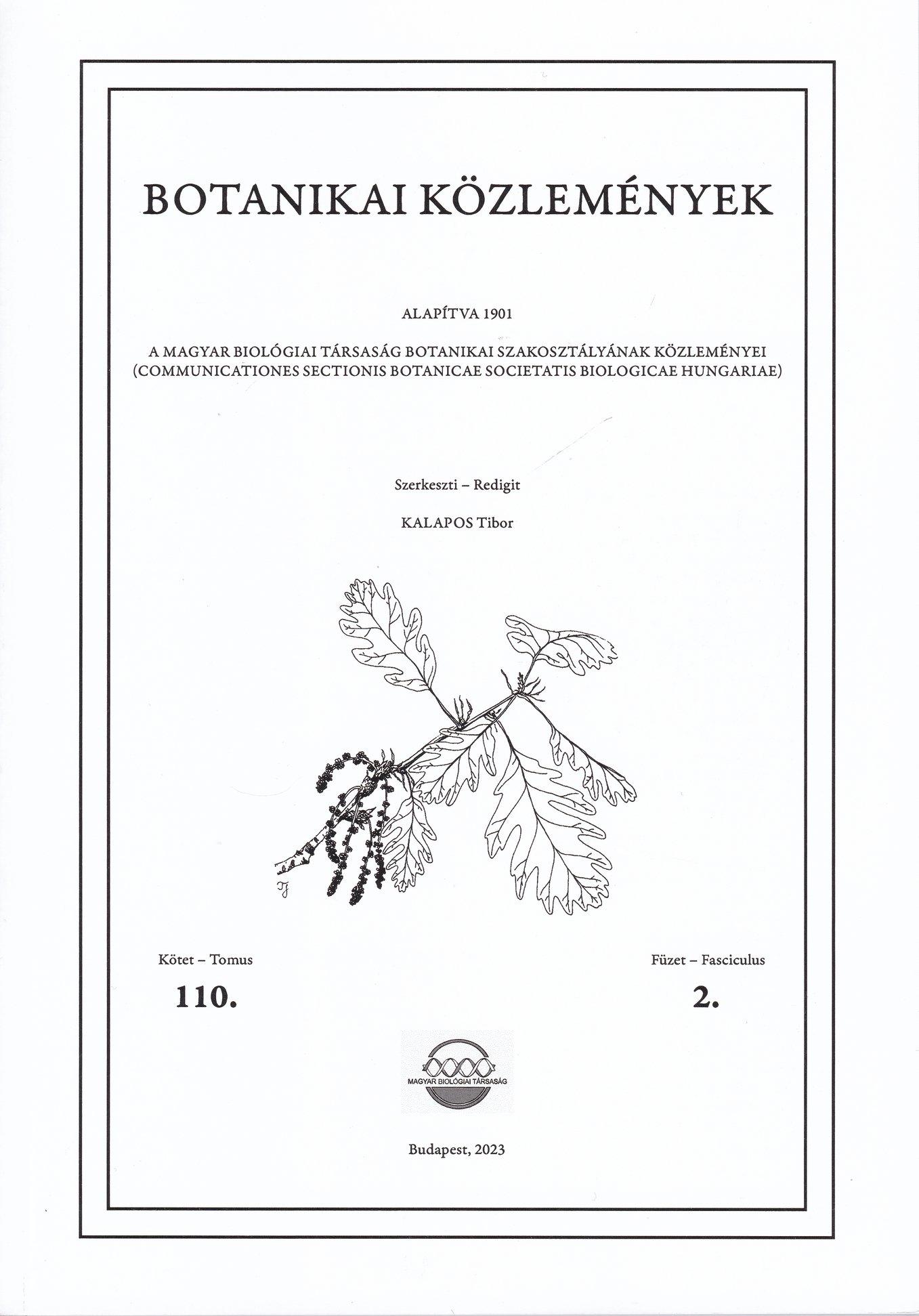 Botanikai közlemények 2023/110. kötet 2. füzet (Rippl-Rónai Múzeum CC BY-NC-ND)