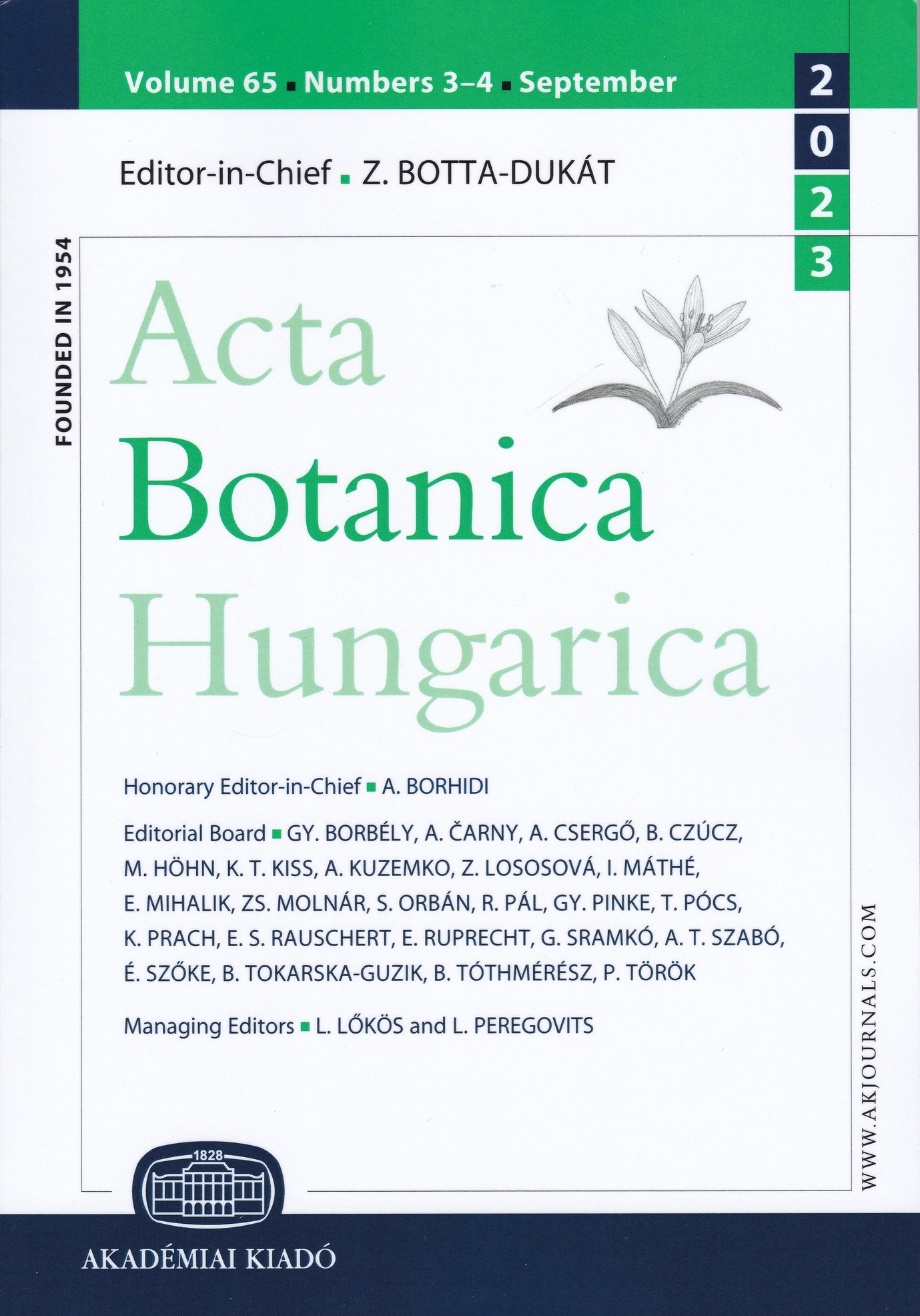 Acta Botanica Hungarica 2023/65. évf. 3-4. sz. (Rippl-Rónai Múzeum CC BY-NC-ND)