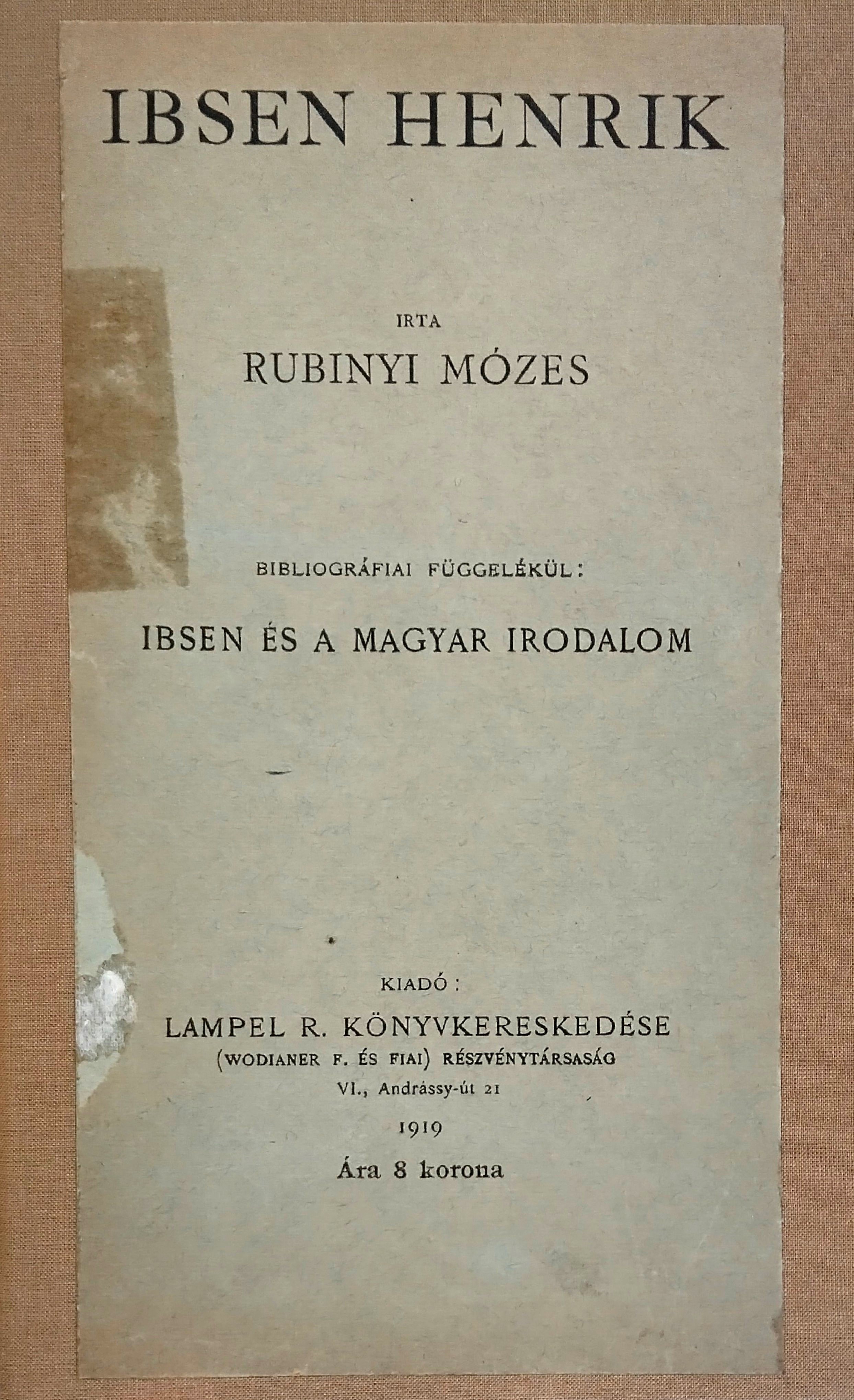 Rubinyi Mózes: Ibsen Henrik (Rippl-Rónai Múzeum CC BY-NC-ND)