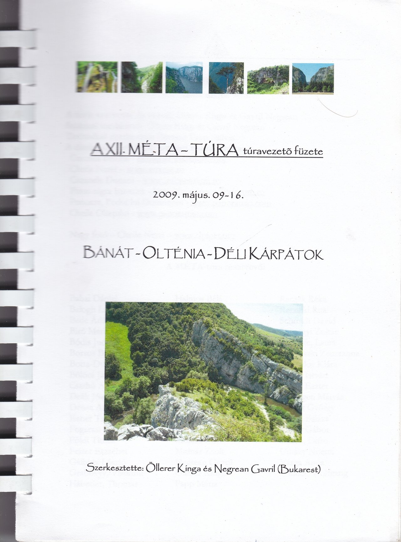 A 12. MÉTA-túra túravezető füzete, 2009. május 9-16., Bánát-Olténia-Déli Kárpátok (Rippl-Rónai Múzeum CC BY-NC-ND)
