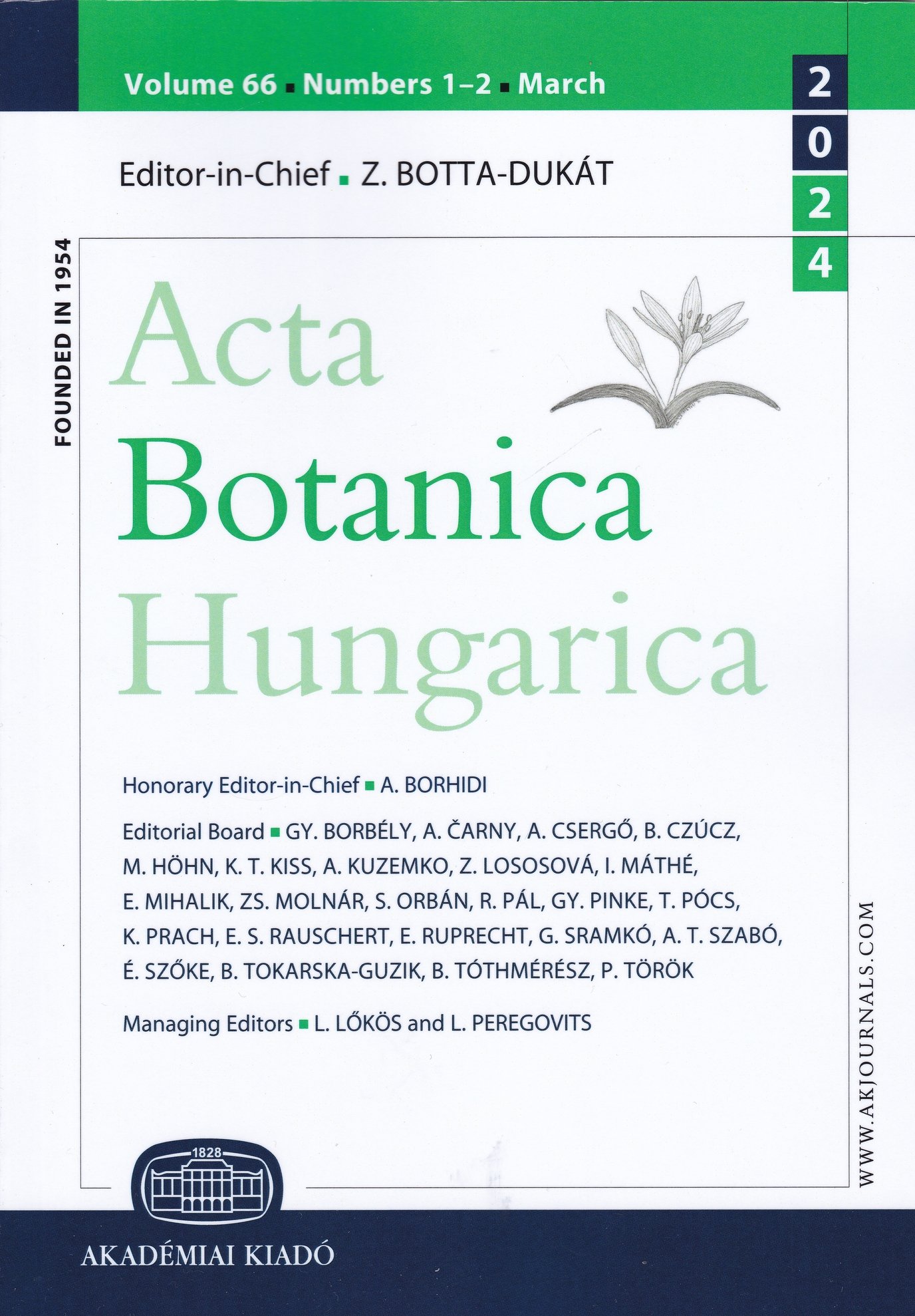 Acta Botanica Hungarica 2024/66. évf. 1-2. sz. (Rippl-Rónai Múzeum CC BY-NC-ND)