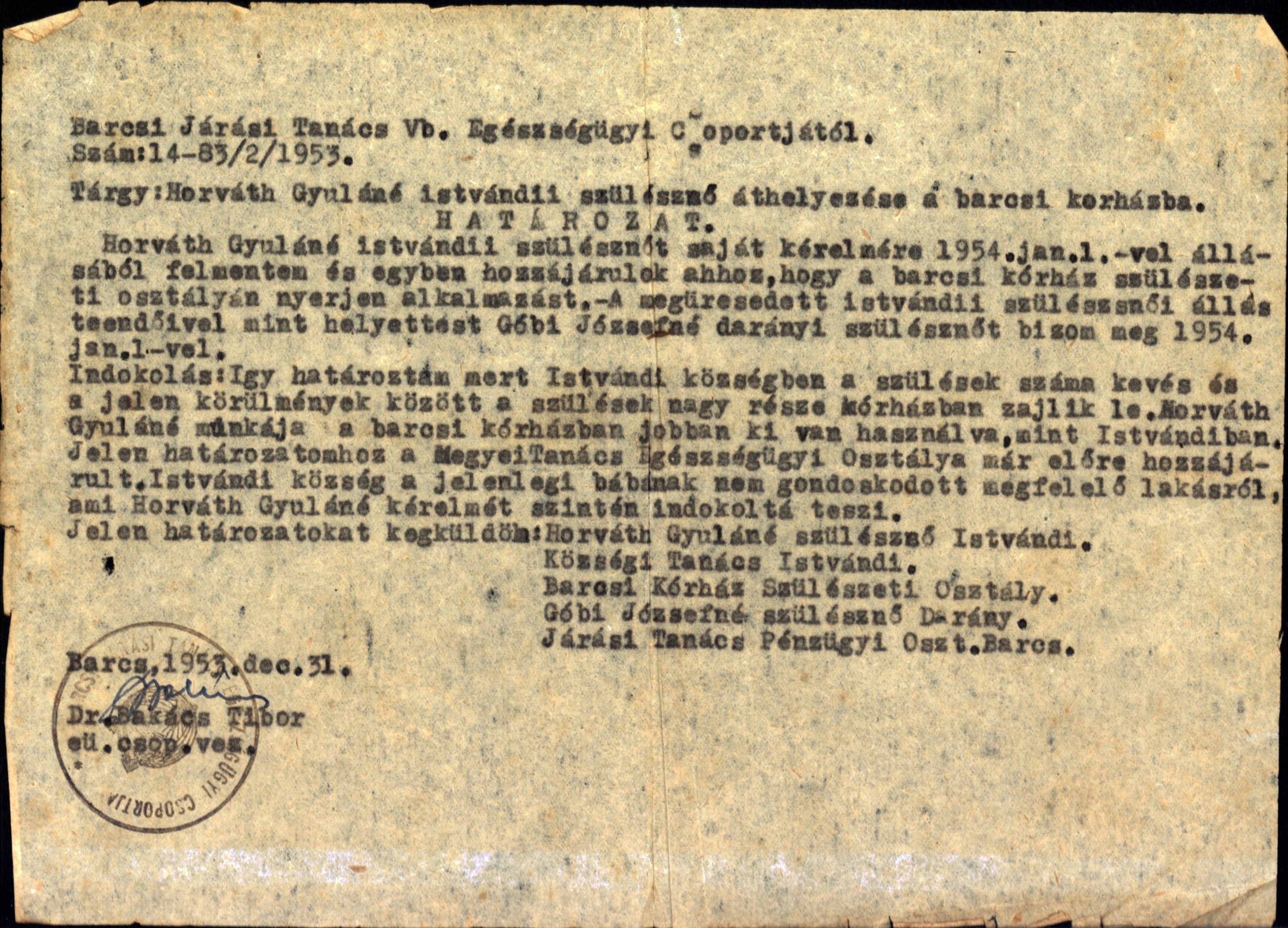 Hivatalos levél (Nagyatádi Kulturális és Sport Központ – Városi Múzeum CC BY-NC-SA)