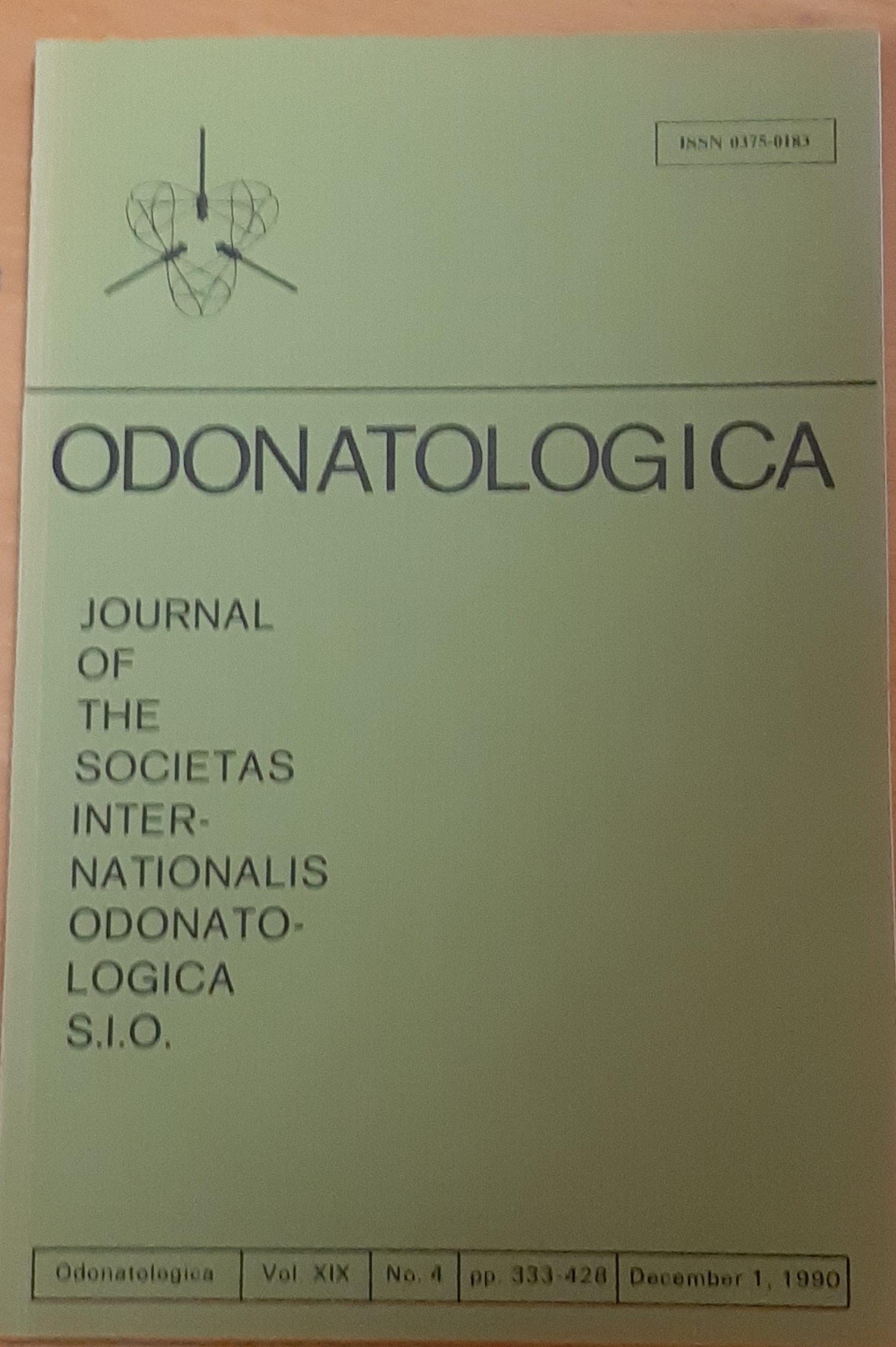 Odonatologica 1990/19. évf. 4. szám Journal of the Societas Internationalis Odonatologica S.I.O. (Rippl-Rónai Múzeum RR-F)
