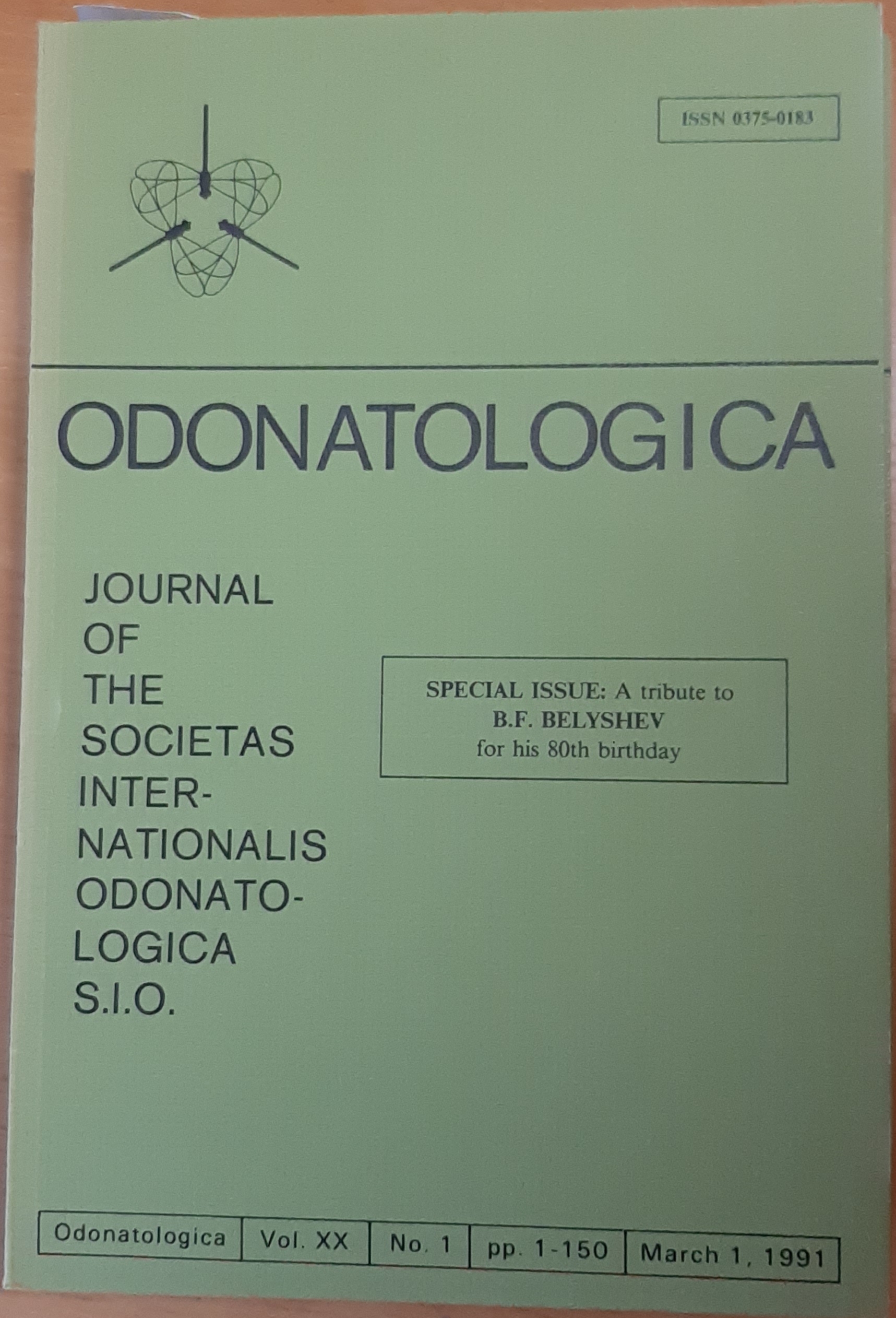 Odonatologica 1991/20. évf. 1. szám Journal of the Societas Internationalis Odonatologica S.I.O. (Rippl-Rónai Múzeum RR-F)