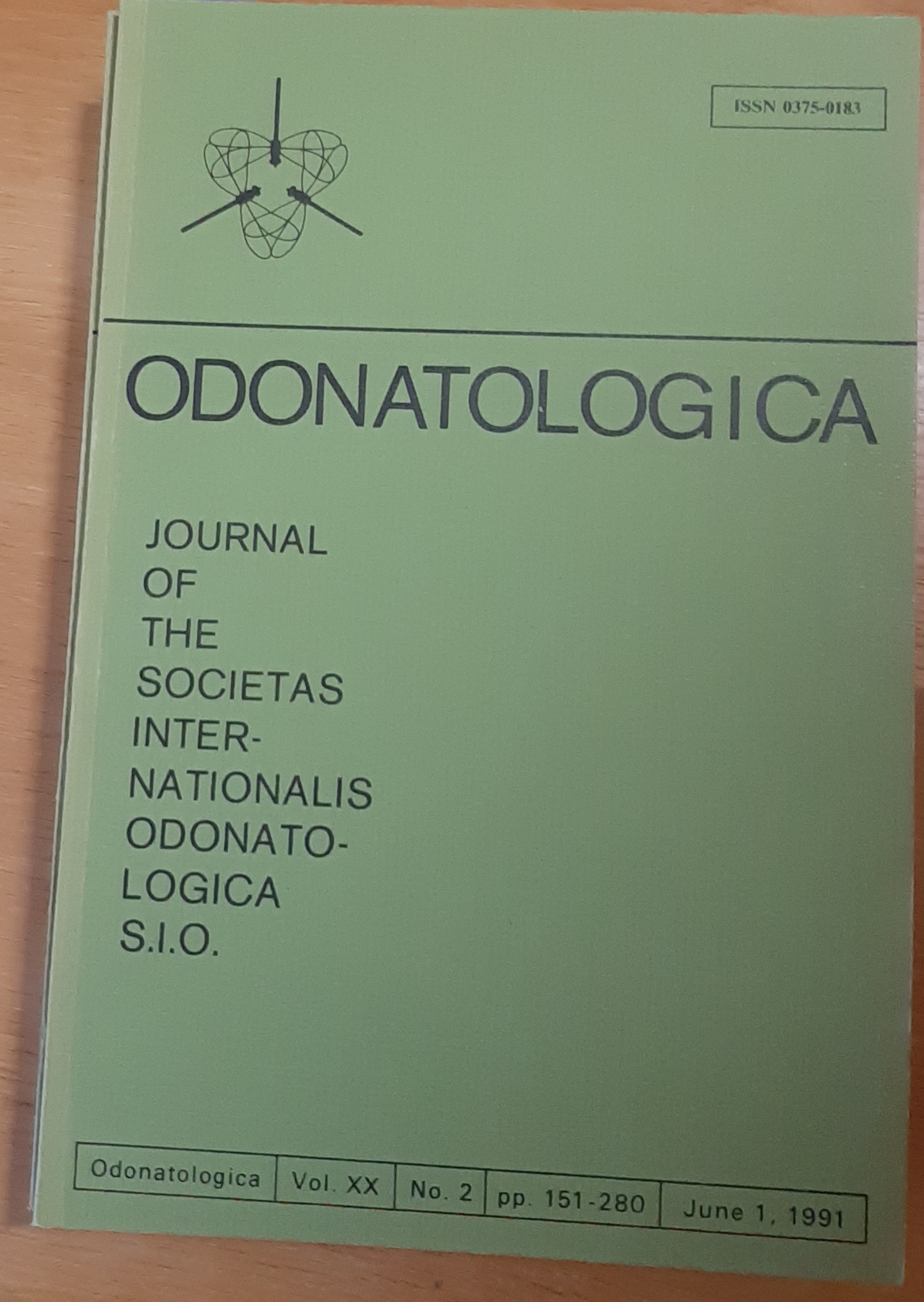 Odonatologica 1991/20. évf. 2. szám Journal of the Societas Internationalis Odonatologica S.I.O. (Rippl-Rónai Múzeum RR-F)