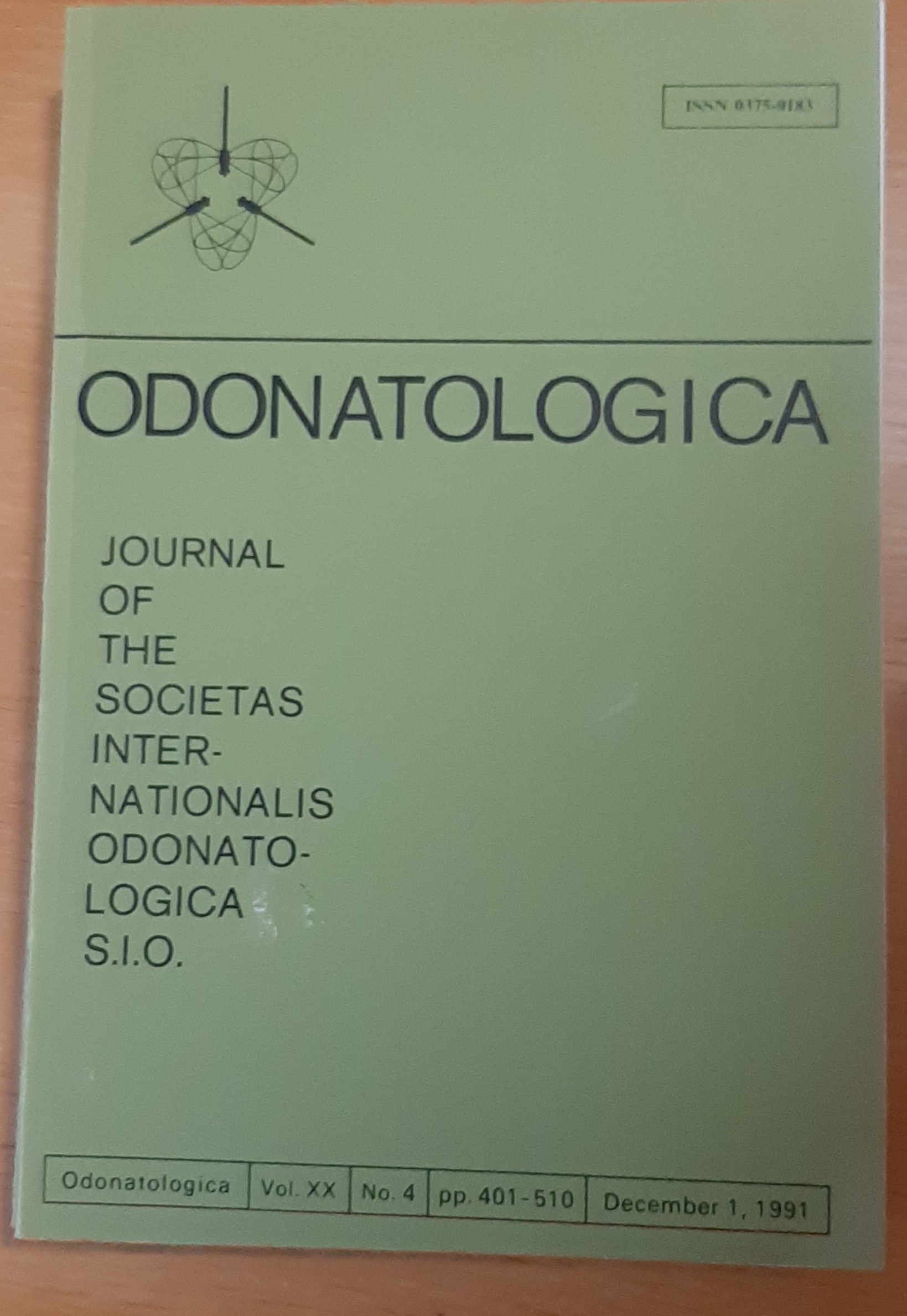 Odonatologica 1991/20. évf. 4. szám Journal of the Societas Internationalis Odonatologica S.I.O. (Rippl-Rónai Múzeum RR-F)