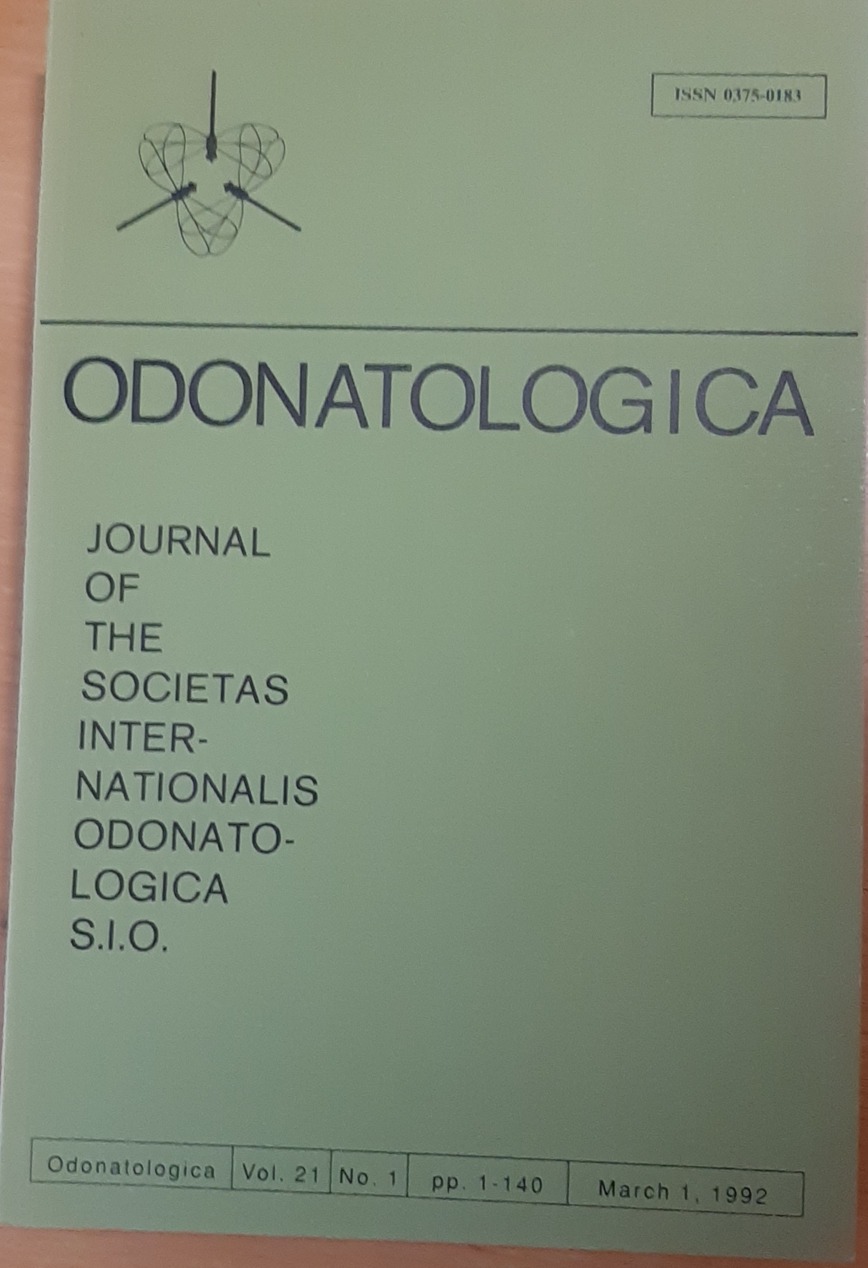Odonatologica 1992/21. évf. 1. szám Journal of the Societas Internationalis Odonatologica S.I.O. (Rippl-Rónai Múzeum RR-F)