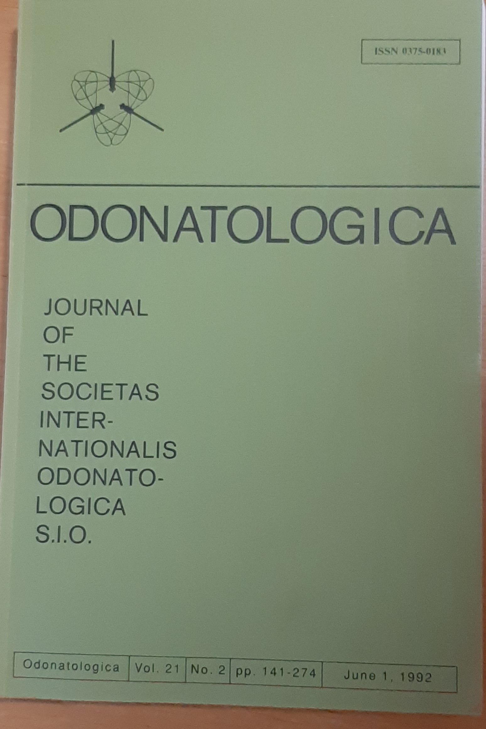 Odonatologica 1992/21. évf. 1. szám Journal of the Societas Internationalis Odonatologica S.I.O. (Rippl-Rónai Múzeum RR-F)