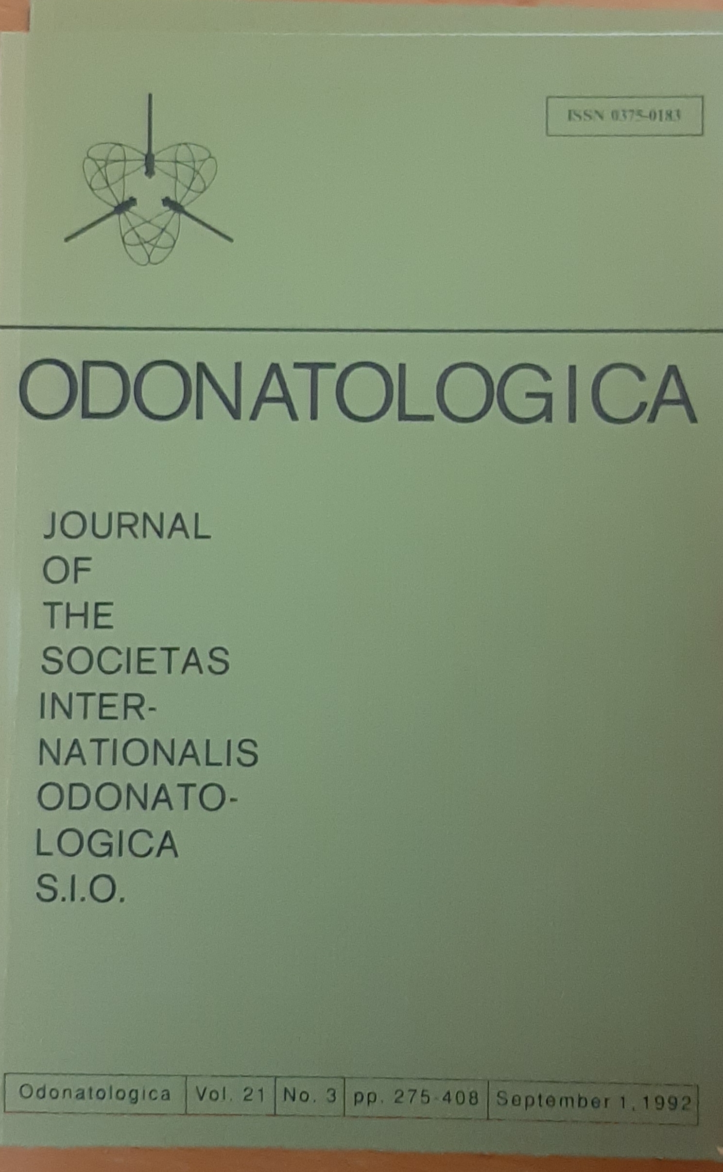 Odonatologica 1992/21. évf. 3. szám Journal of the Societas Internationalis Odonatologica S.I.O. (Rippl-Rónai Múzeum RR-F)